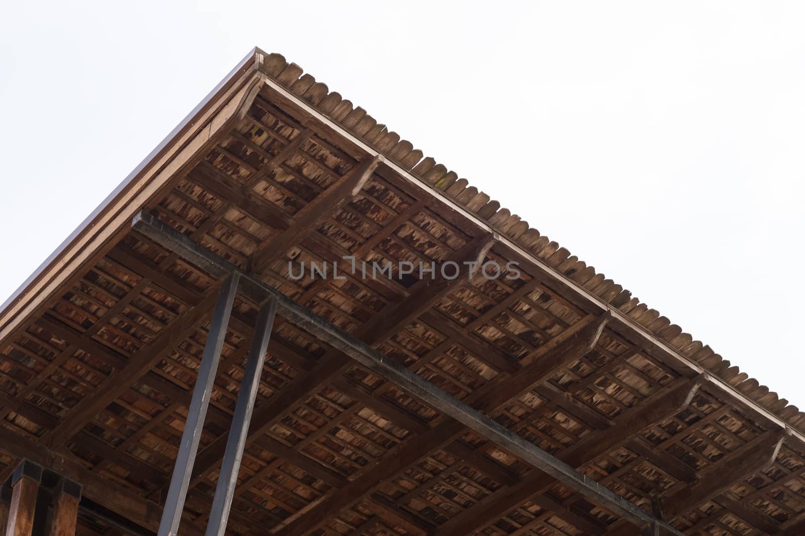 closeup of pillar and ceiling roof