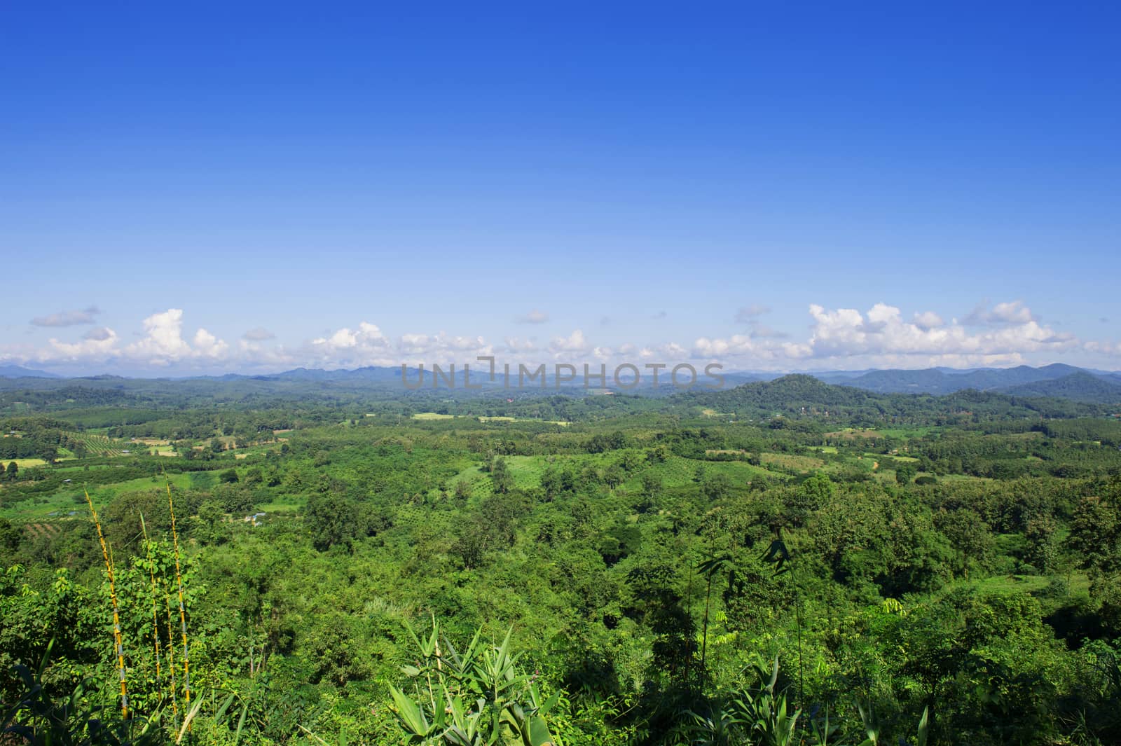 Mountain and cloudy sky landscape