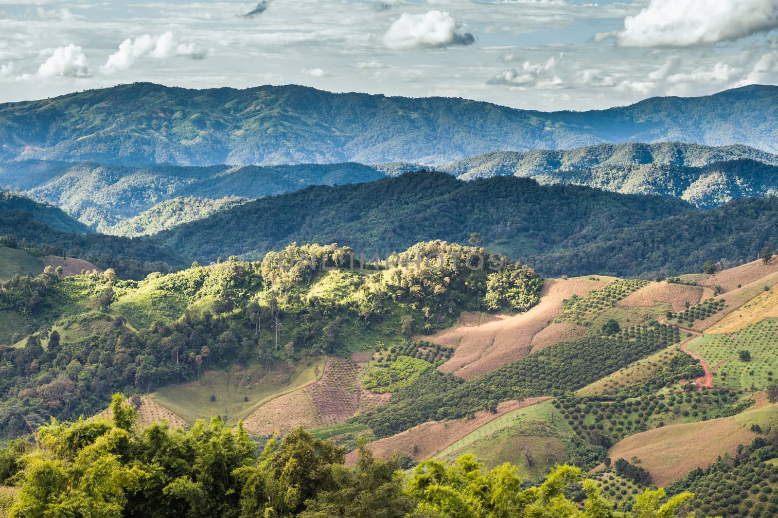 Mountain and cloudy sky landscape