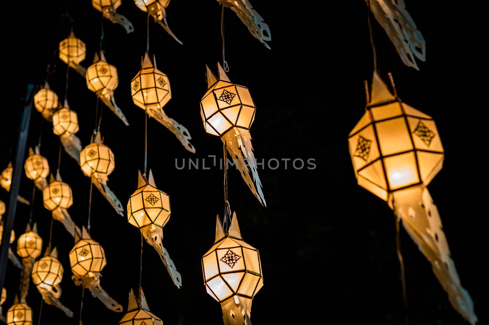 Closeup of Lamp Design, Decoration for Yee Peng Festival  by sayhmog