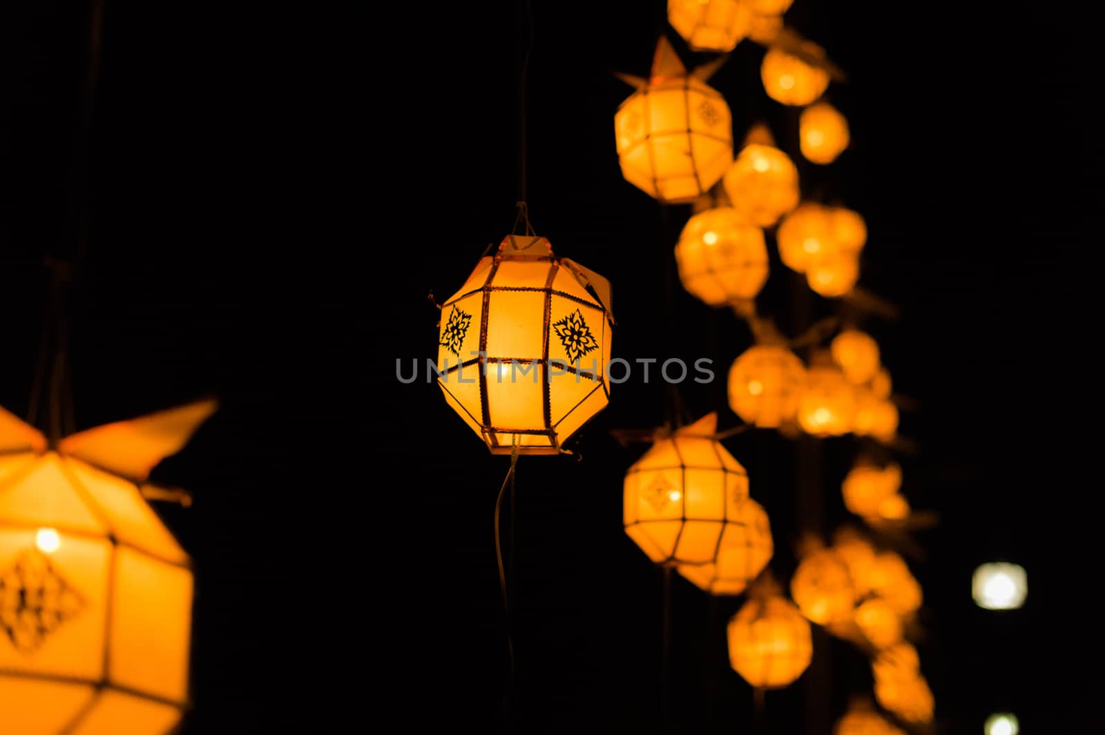 Closeup of Lamp Design, Decoration for Yee Peng Festival