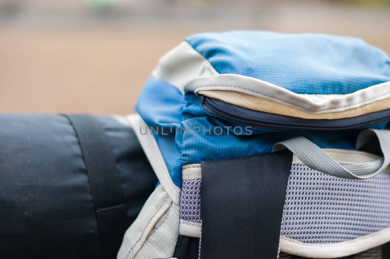 Closeup of travel backpack
