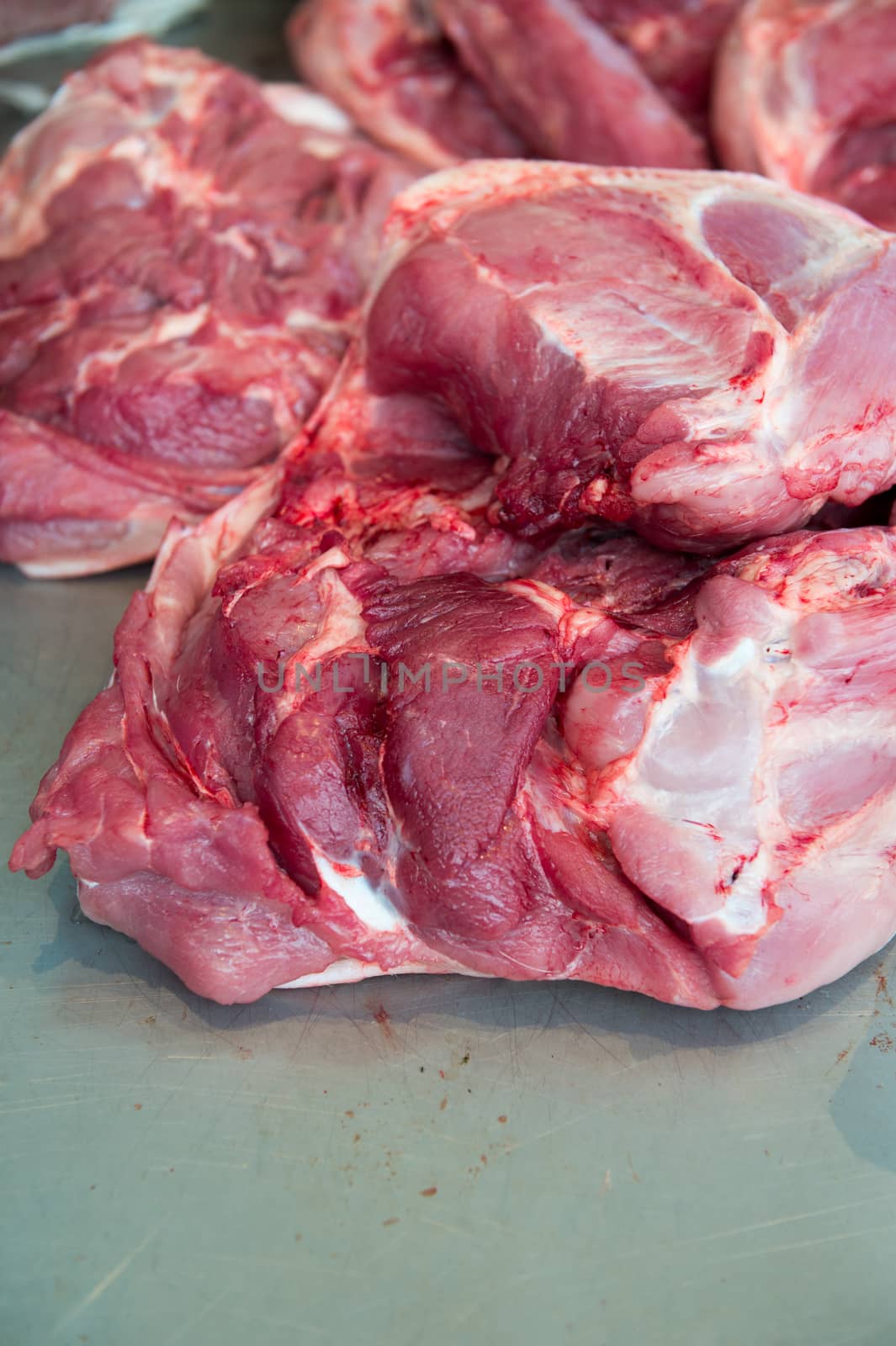 Closeup of pork in market