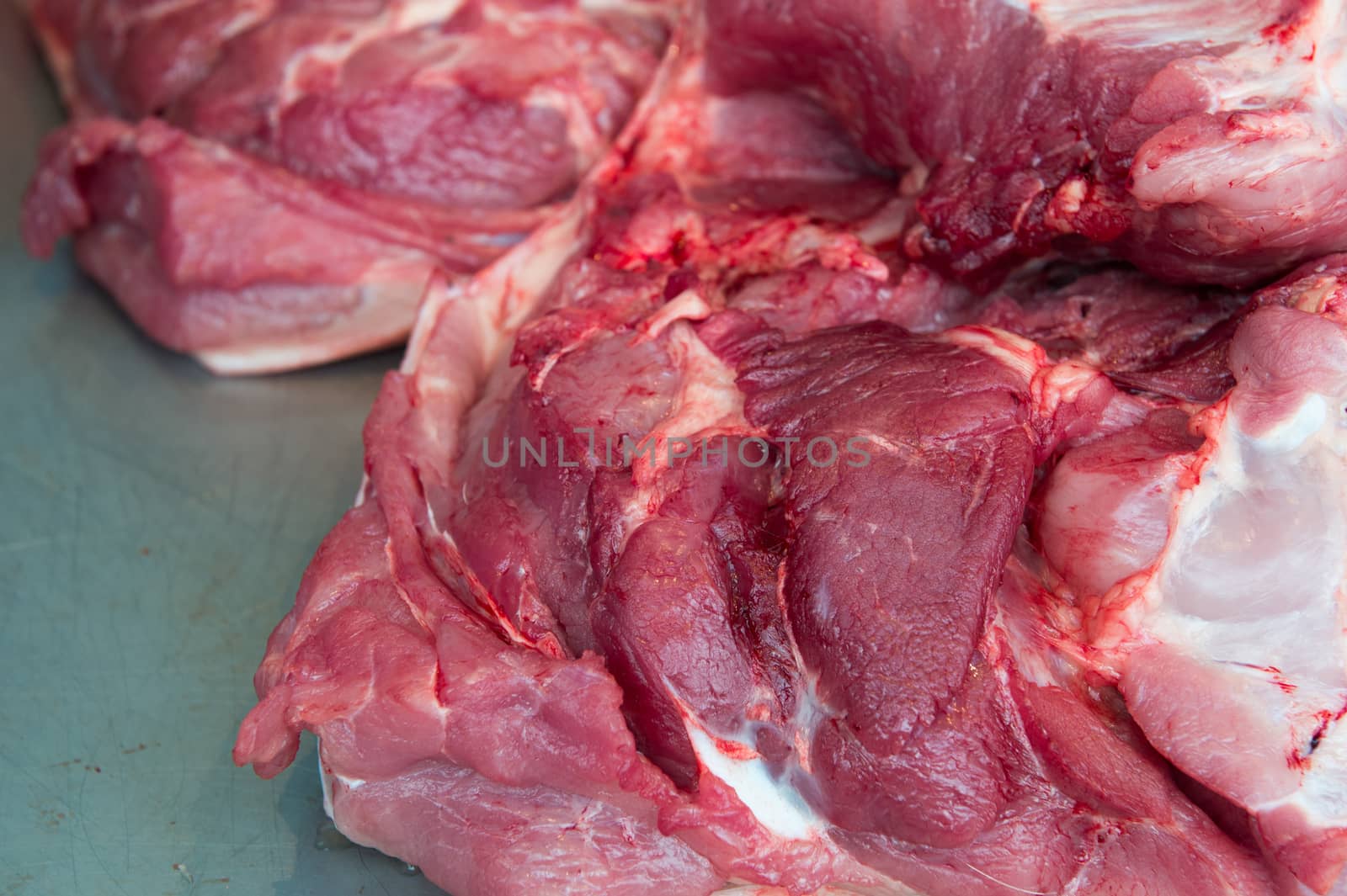 Closeup of pork in market