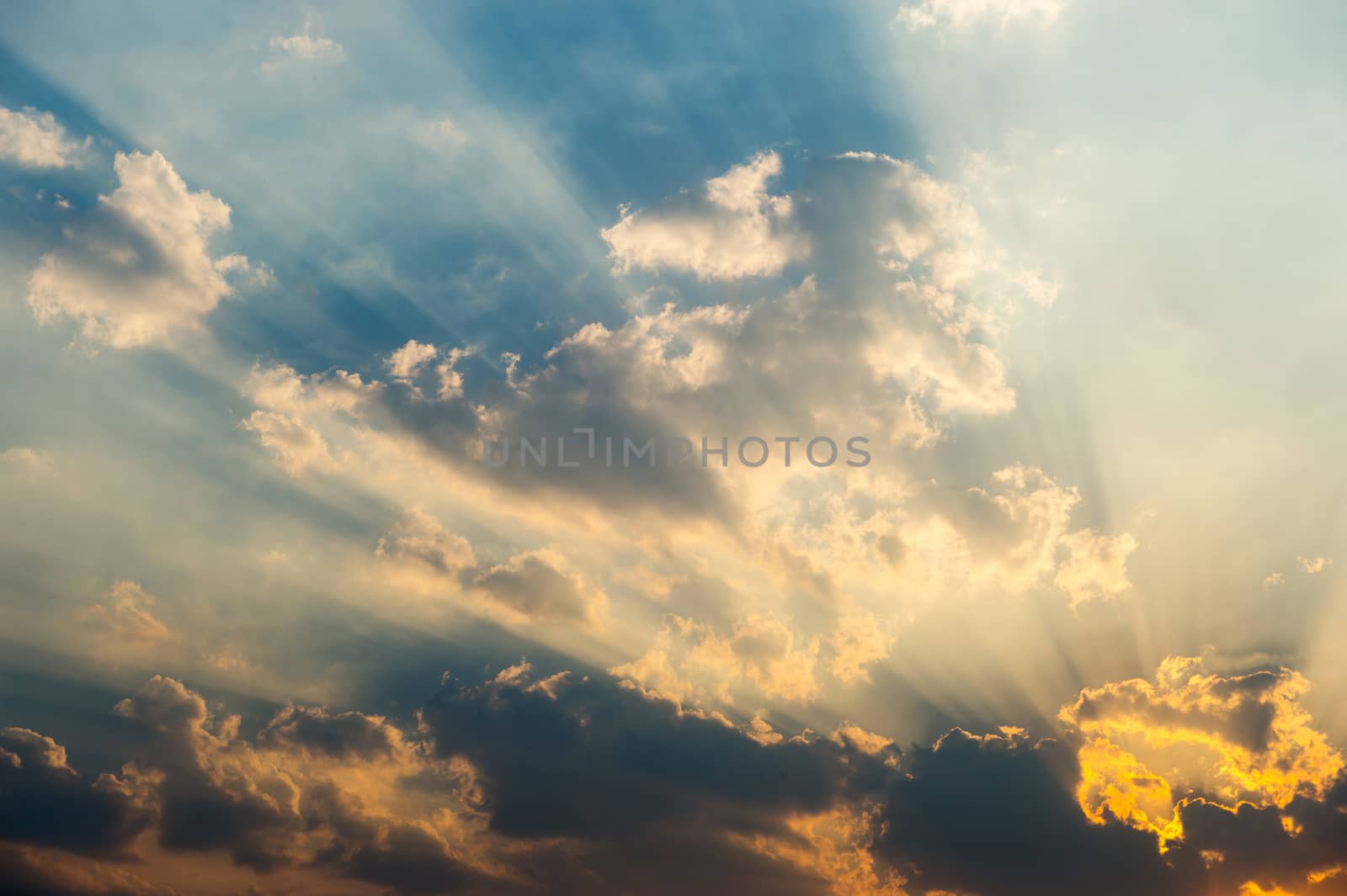 Abstract background of clouds sky with sunlight effect