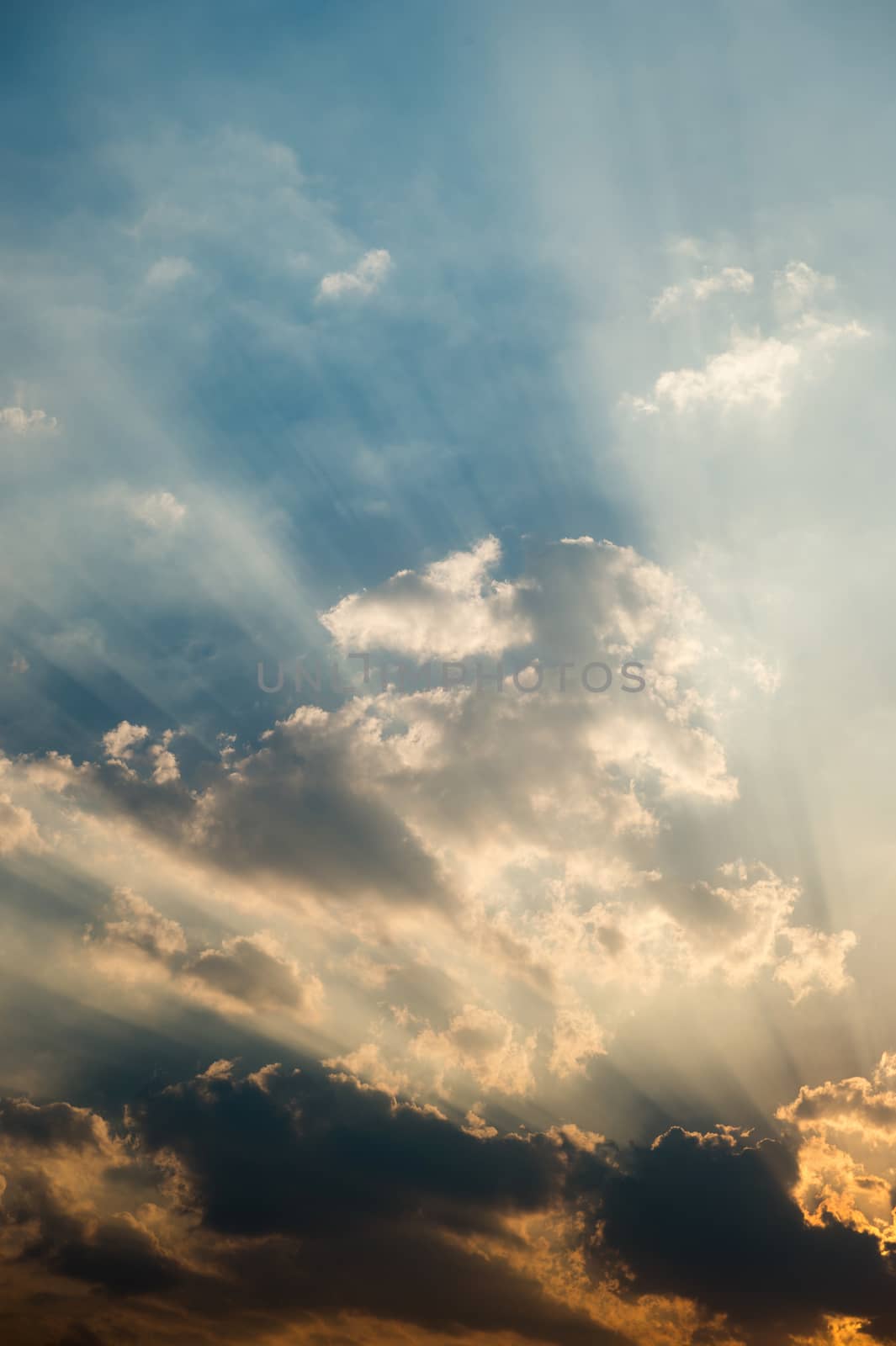 Abstract background of clouds sky with sunlight effect