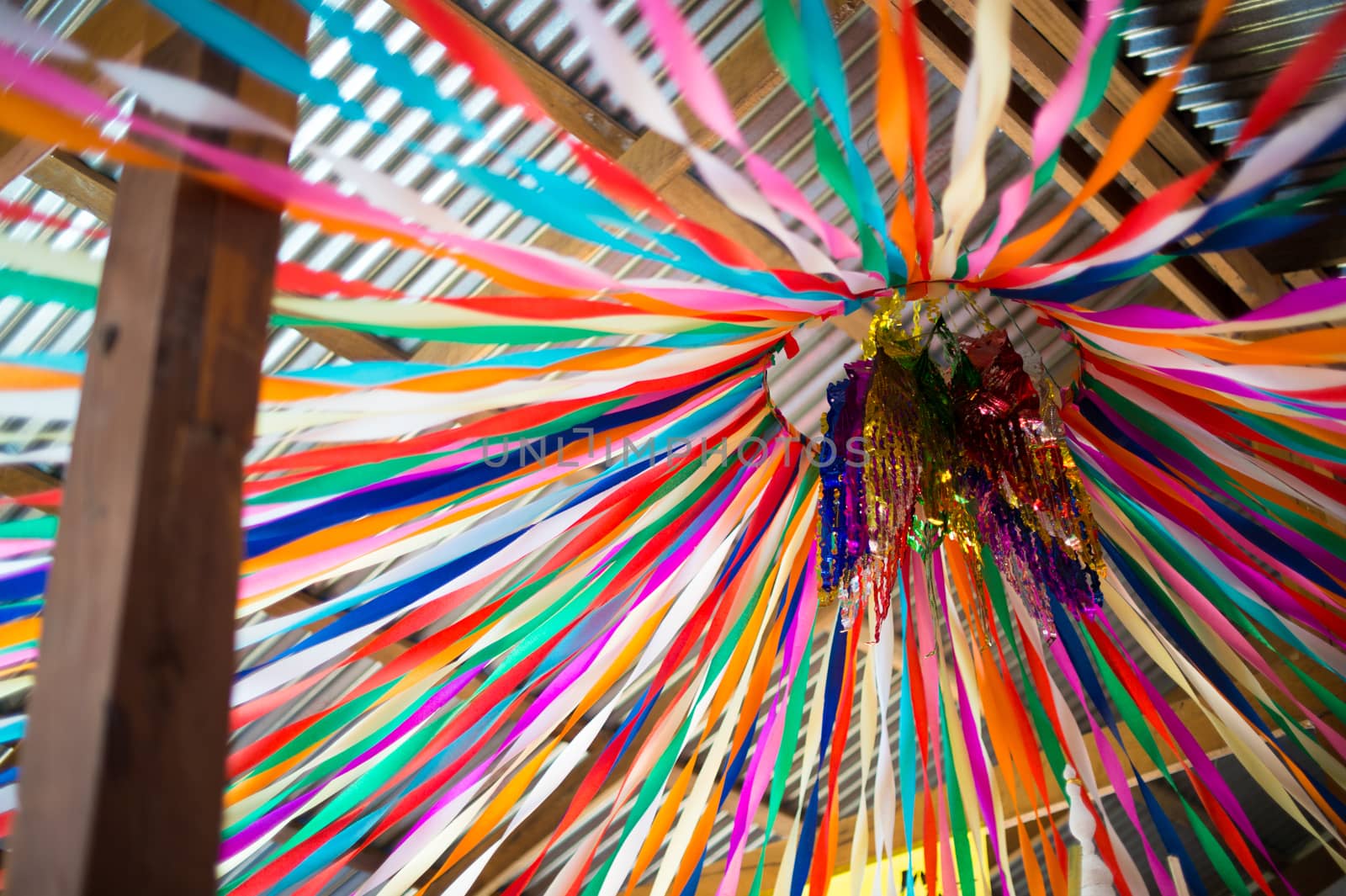 Close Up of line paper colorful, this is religion symbol object for monk ceremony