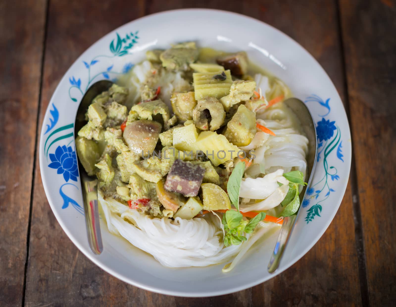 Green curry noodles of thai food style by sayhmog