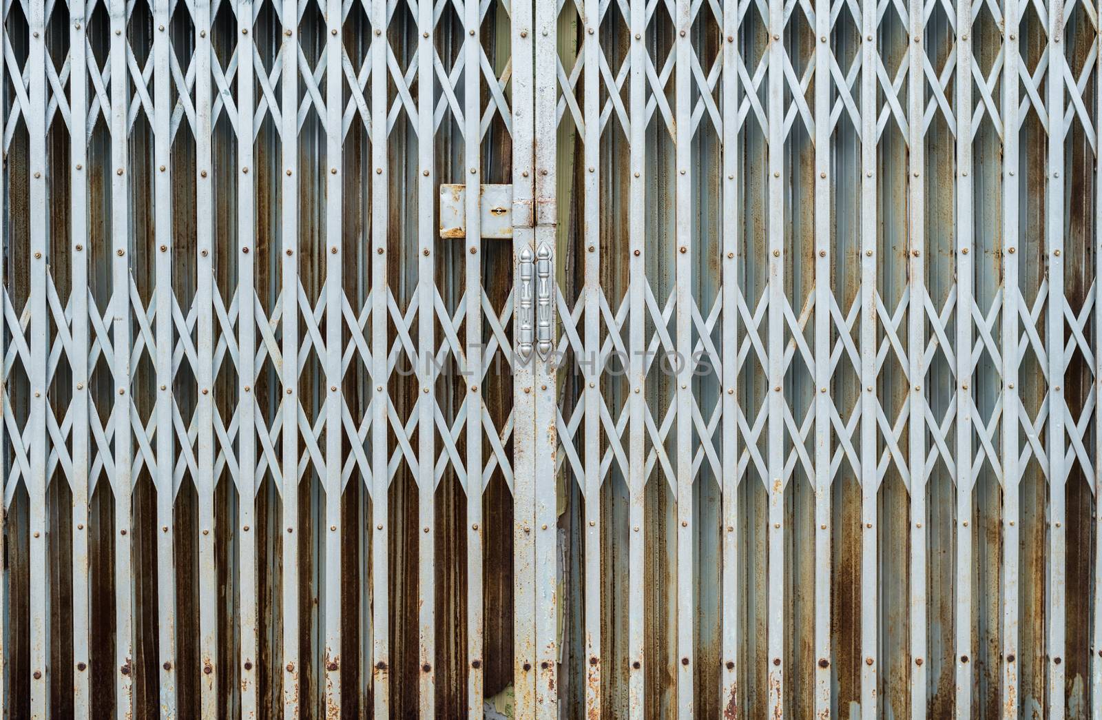 Pattern background of grunge iron slide door