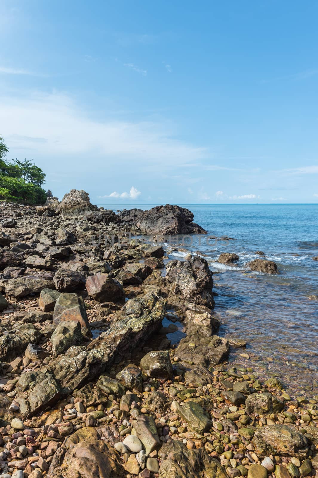 Abstract stone with blue ocean landscape by sayhmog