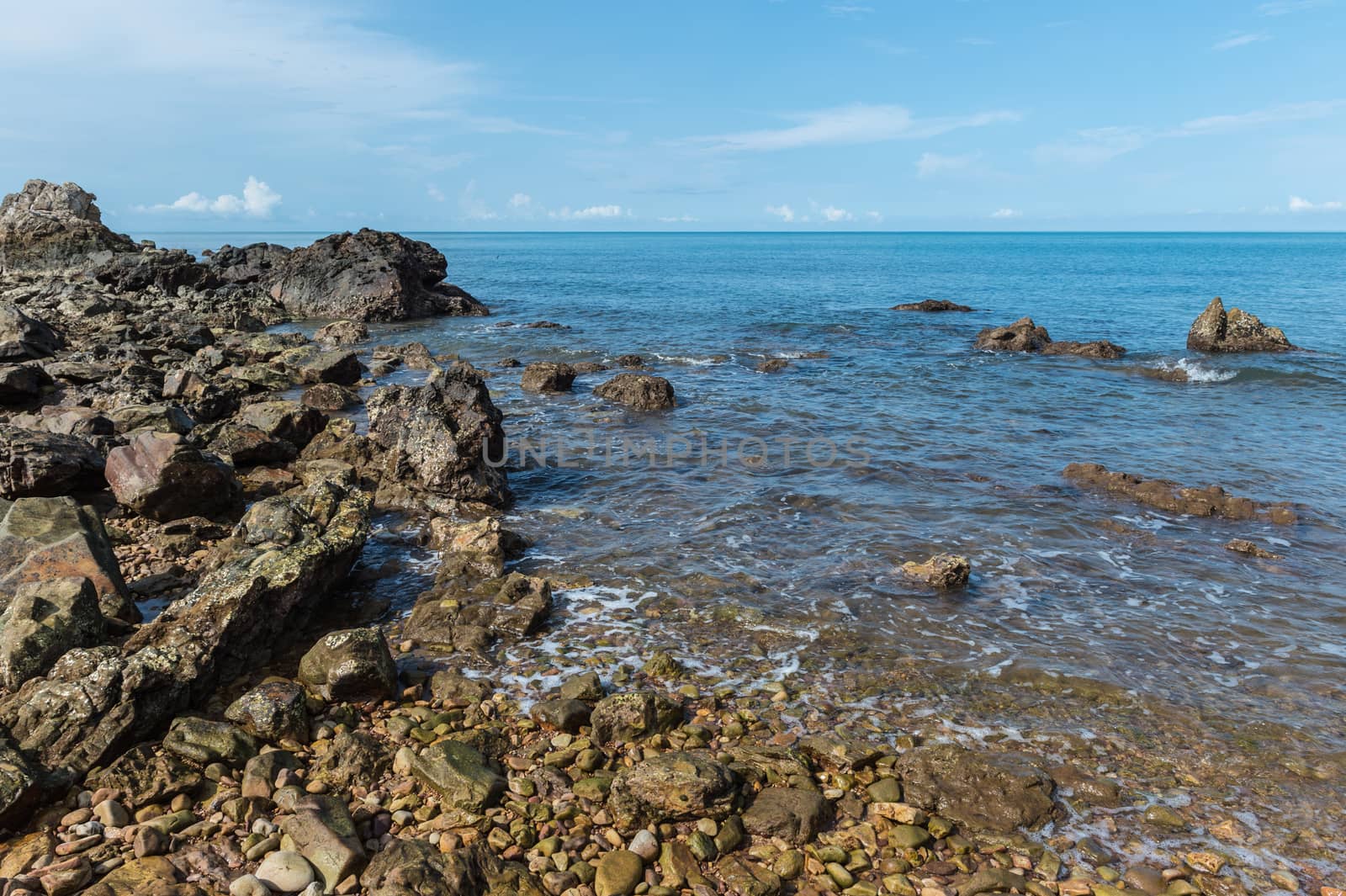 Abstract stone with blue ocean landscape by sayhmog