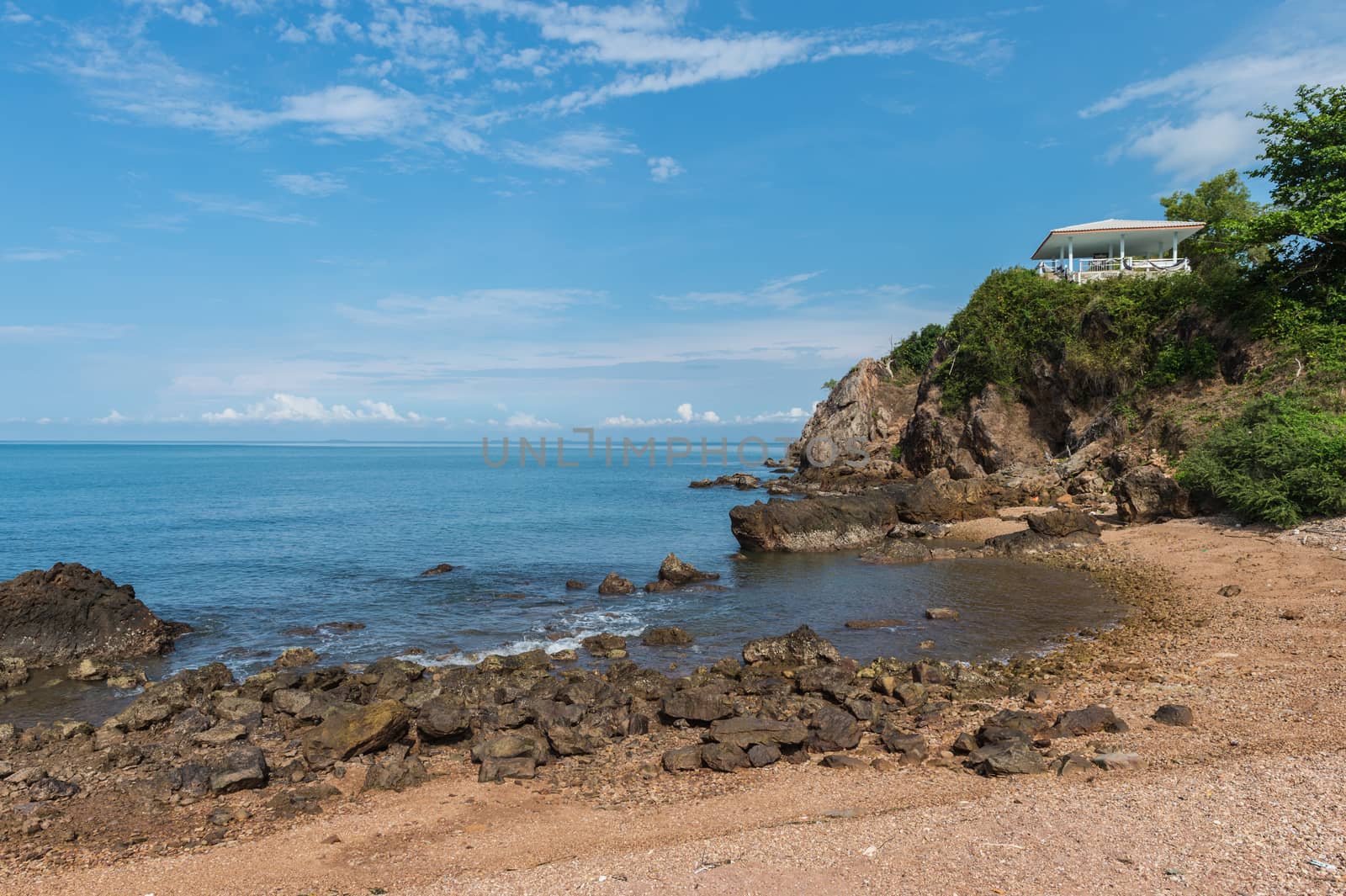 Landscape of rock beach and sea, Nang Phaya hill scenic point