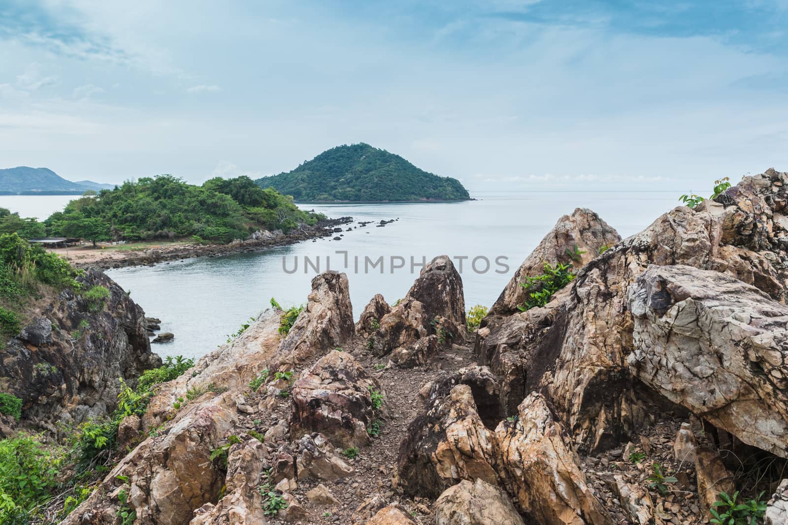 Landscape of rock beach and sea, Nang Phaya hill scenic point