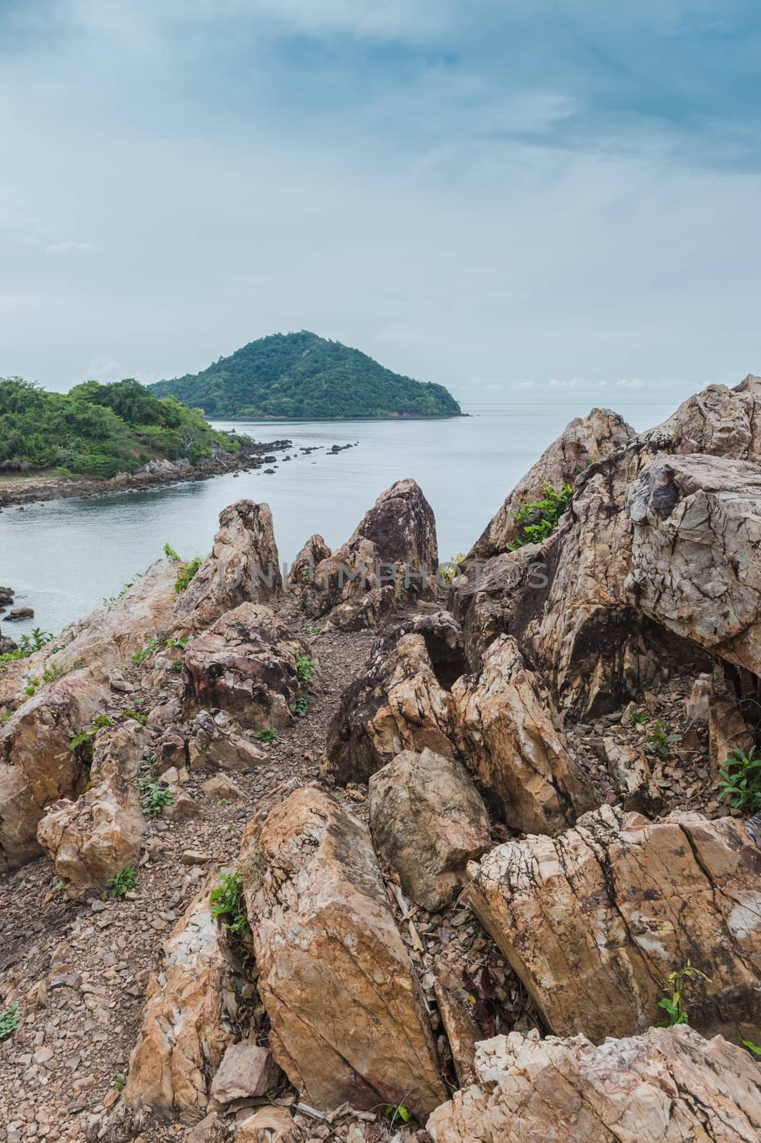 Landscape of rock beach and sea, Nang Phaya hill scenic point