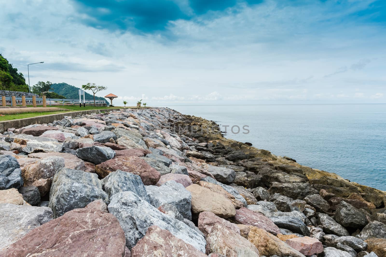 Landscape of rock beach and sea, Nang Phaya hill scenic point