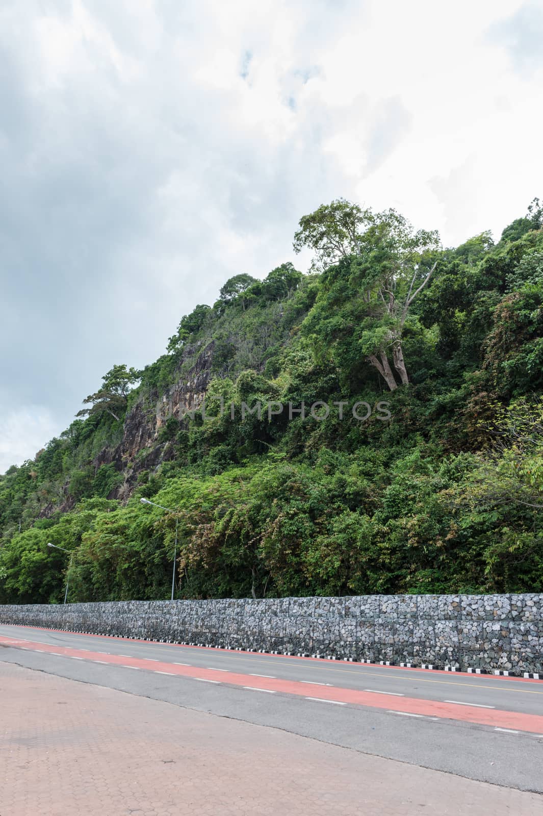 Lane of asphalt road with the mountain landscape