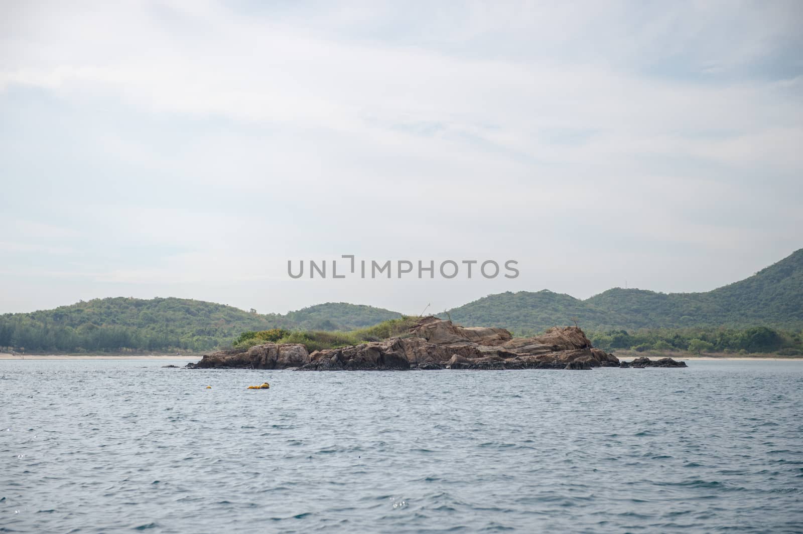 Closeup of small island on the ocean