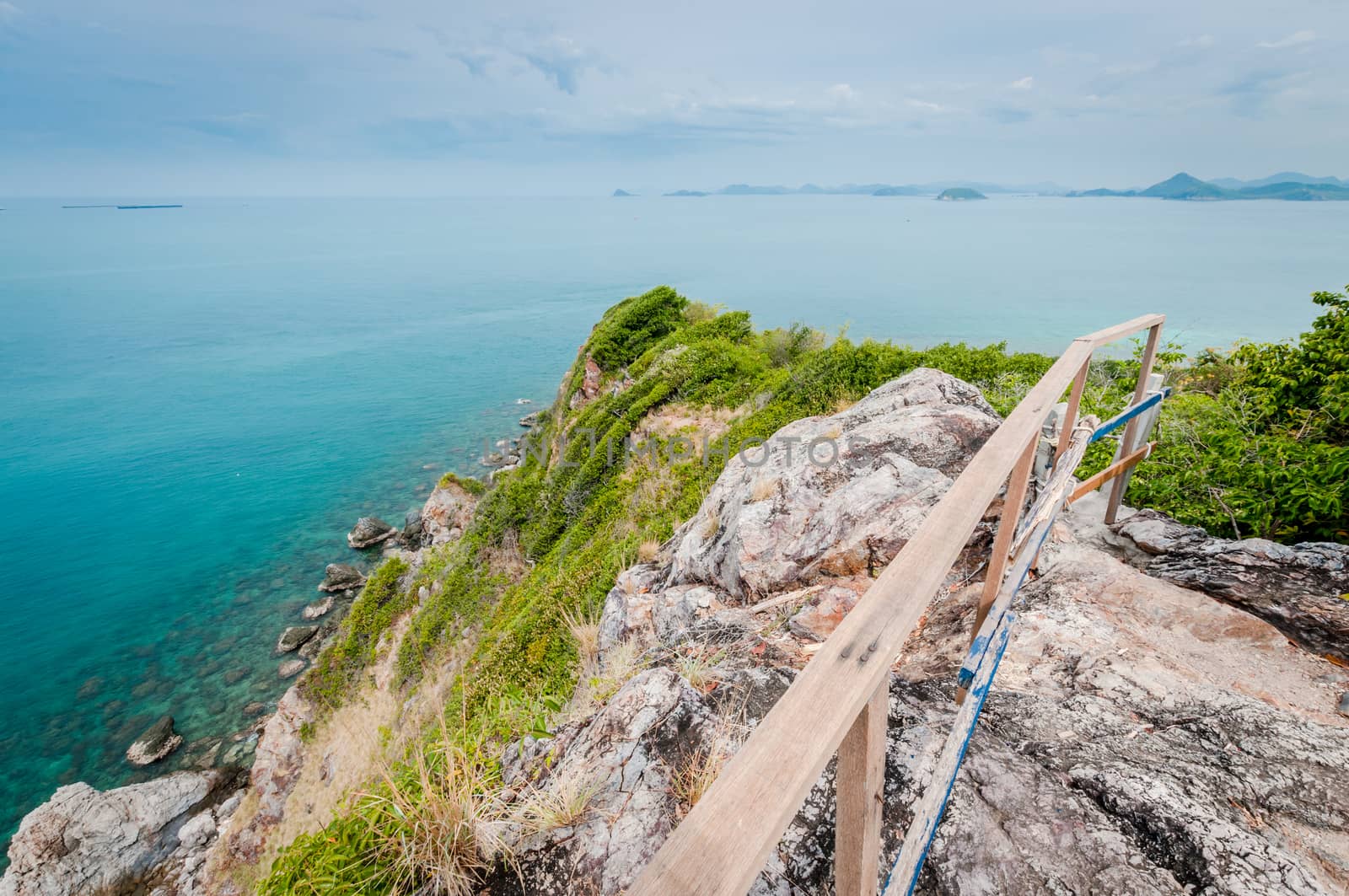 Ocean and cliff landscape of Laem Sing hill scenic point