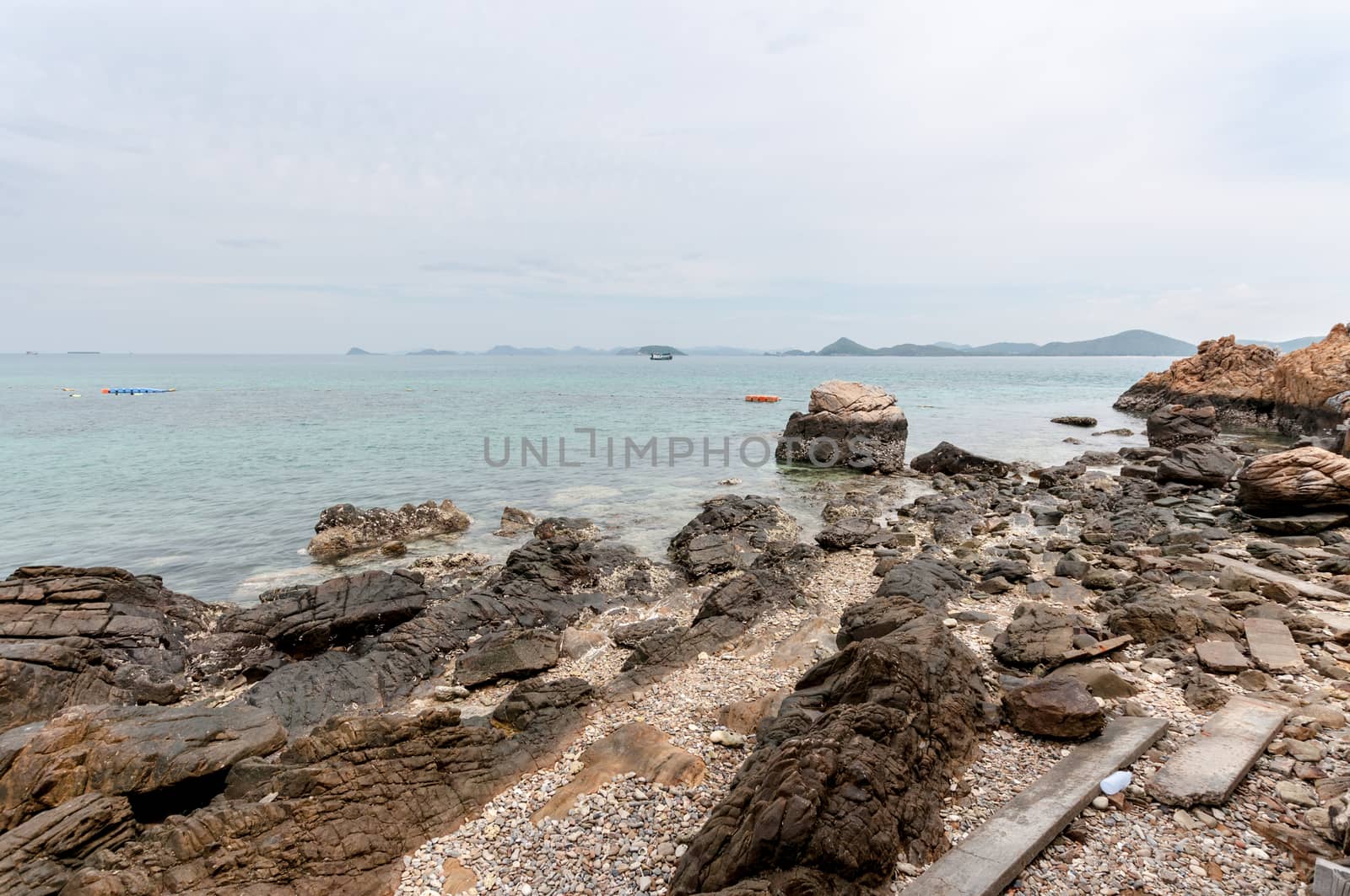 Landscape of abstract stone with ocean