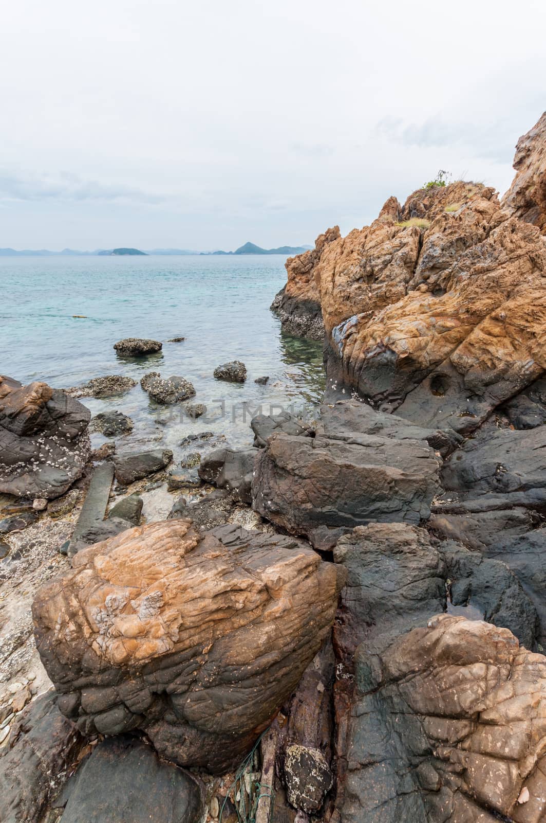 Landscape of abstract stone with ocean