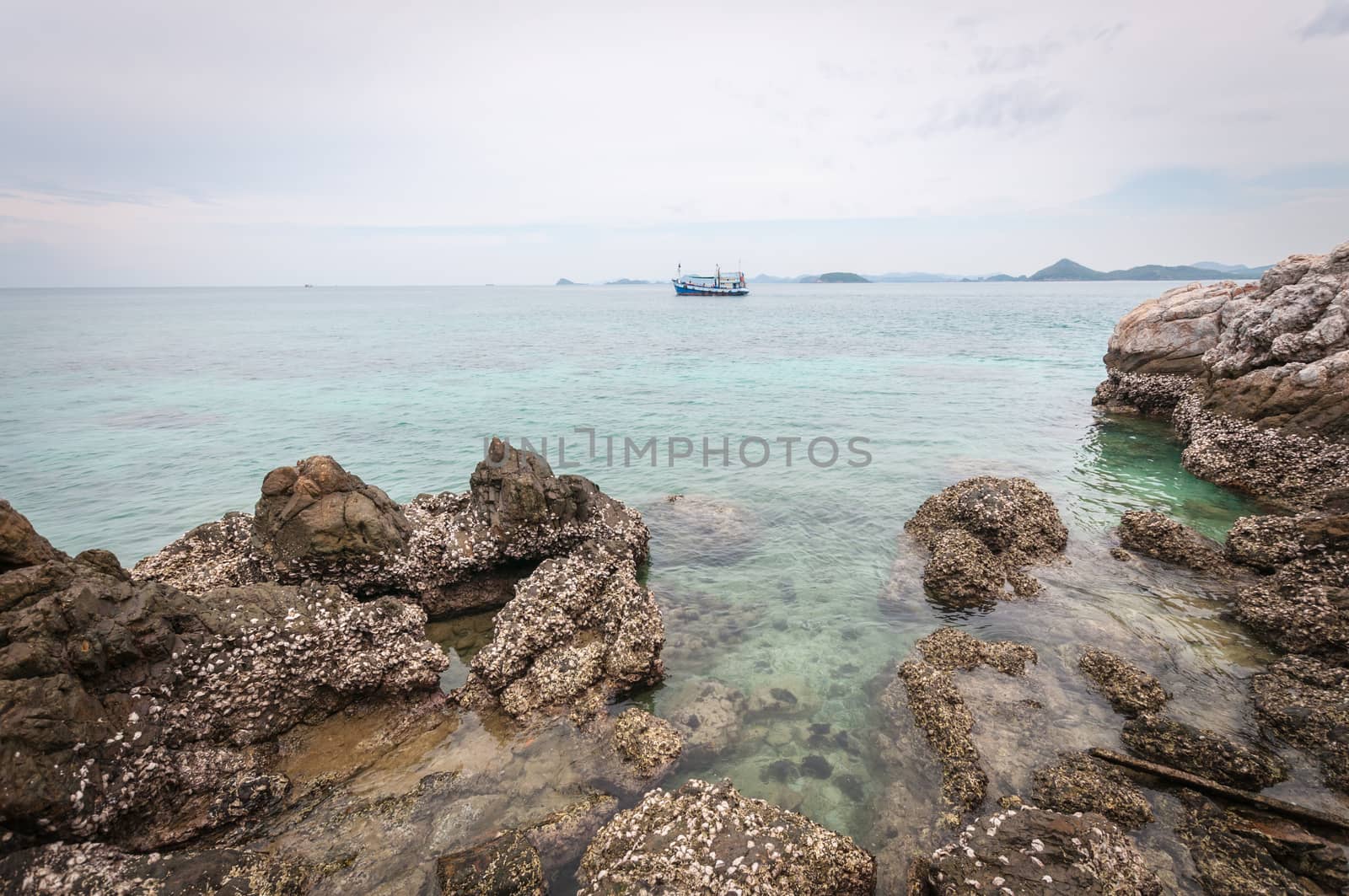 Landscape of abstract stone with ocean