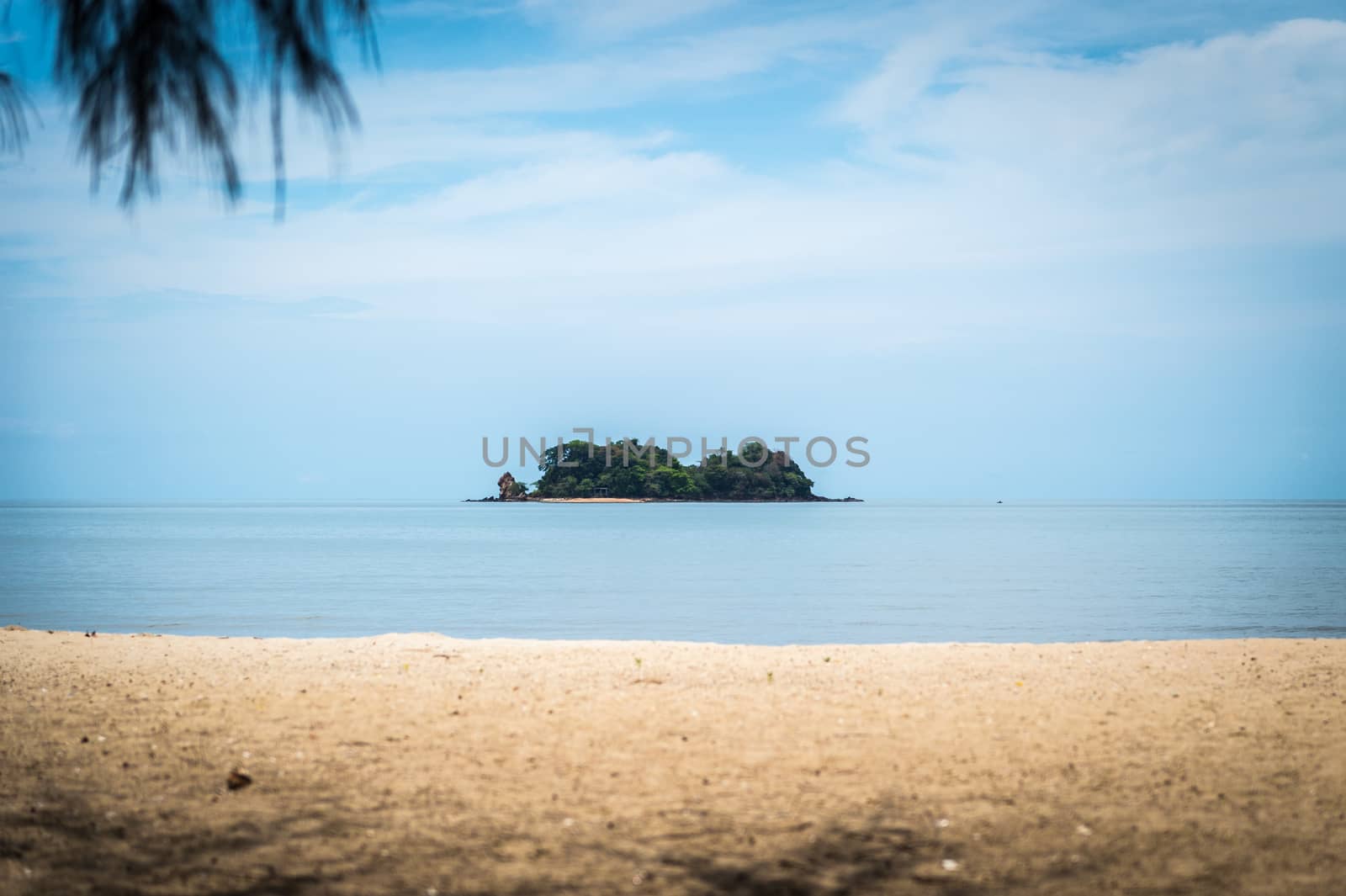 Closeup of alone island  on the ocean landscape