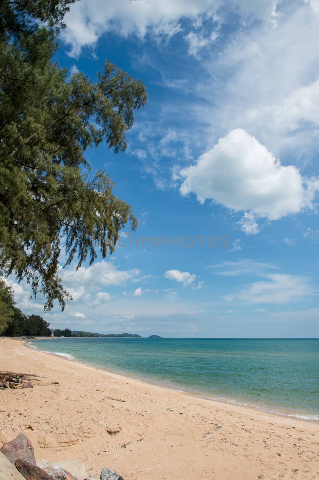 Landscape of beach or seashore with clouds sky