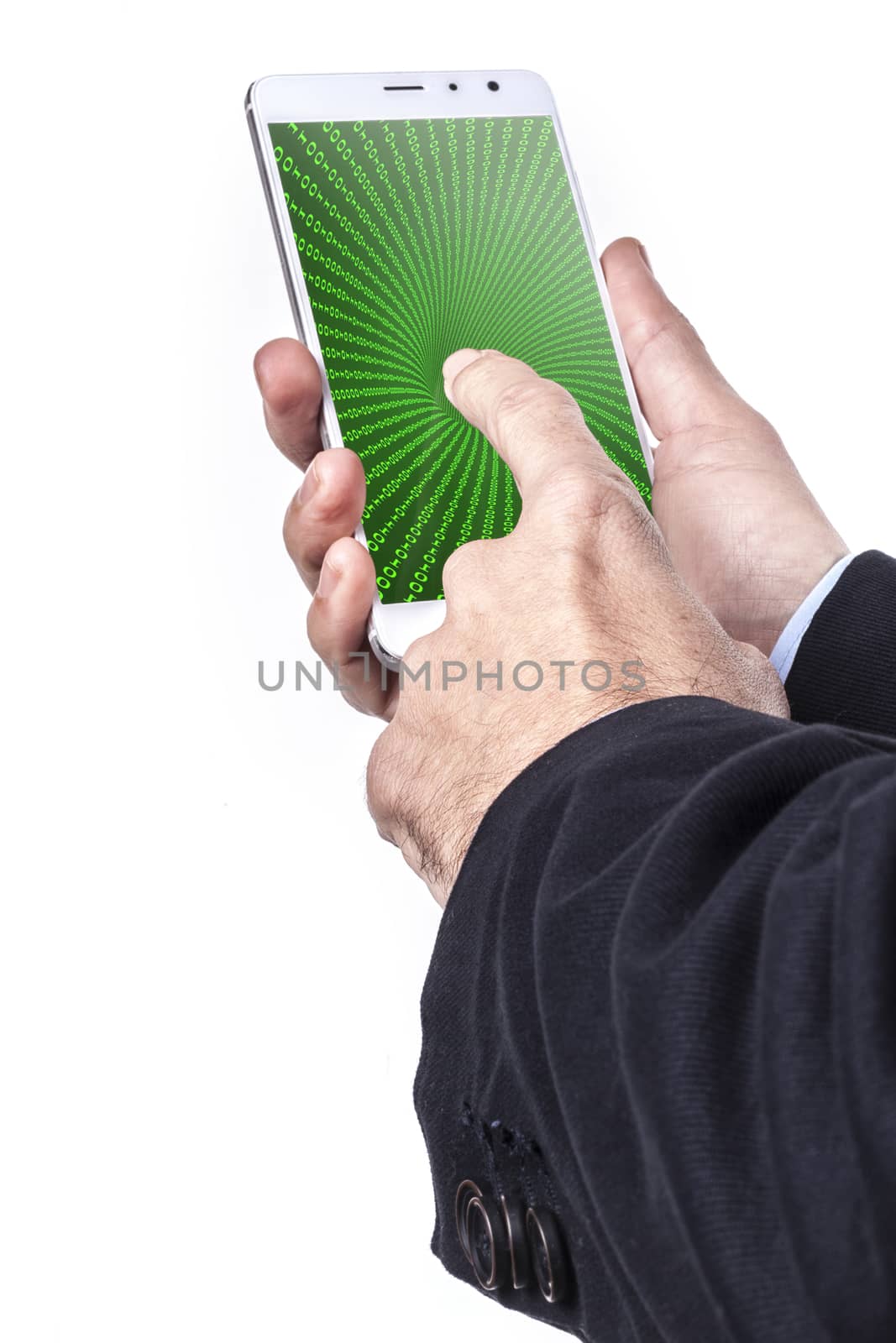 Smartphone in hands isolated on white background