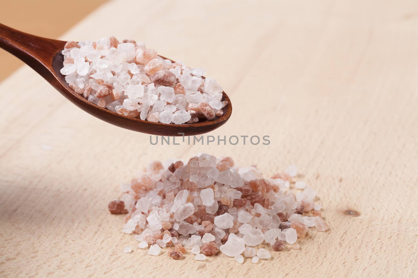 Brown Wood Spoon with Himalayan Salt 