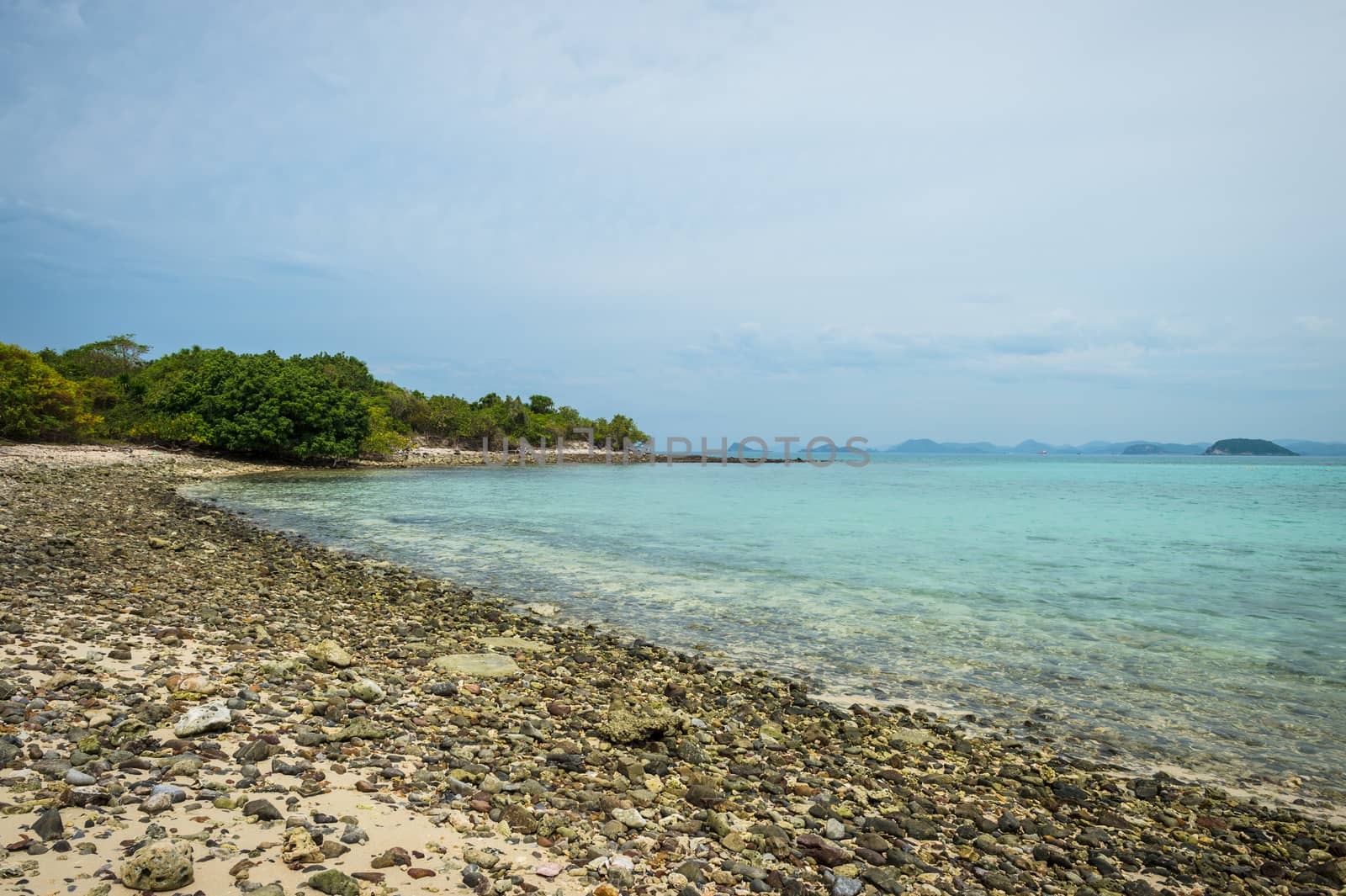 Landscape of beach and sea with mountain by sayhmog