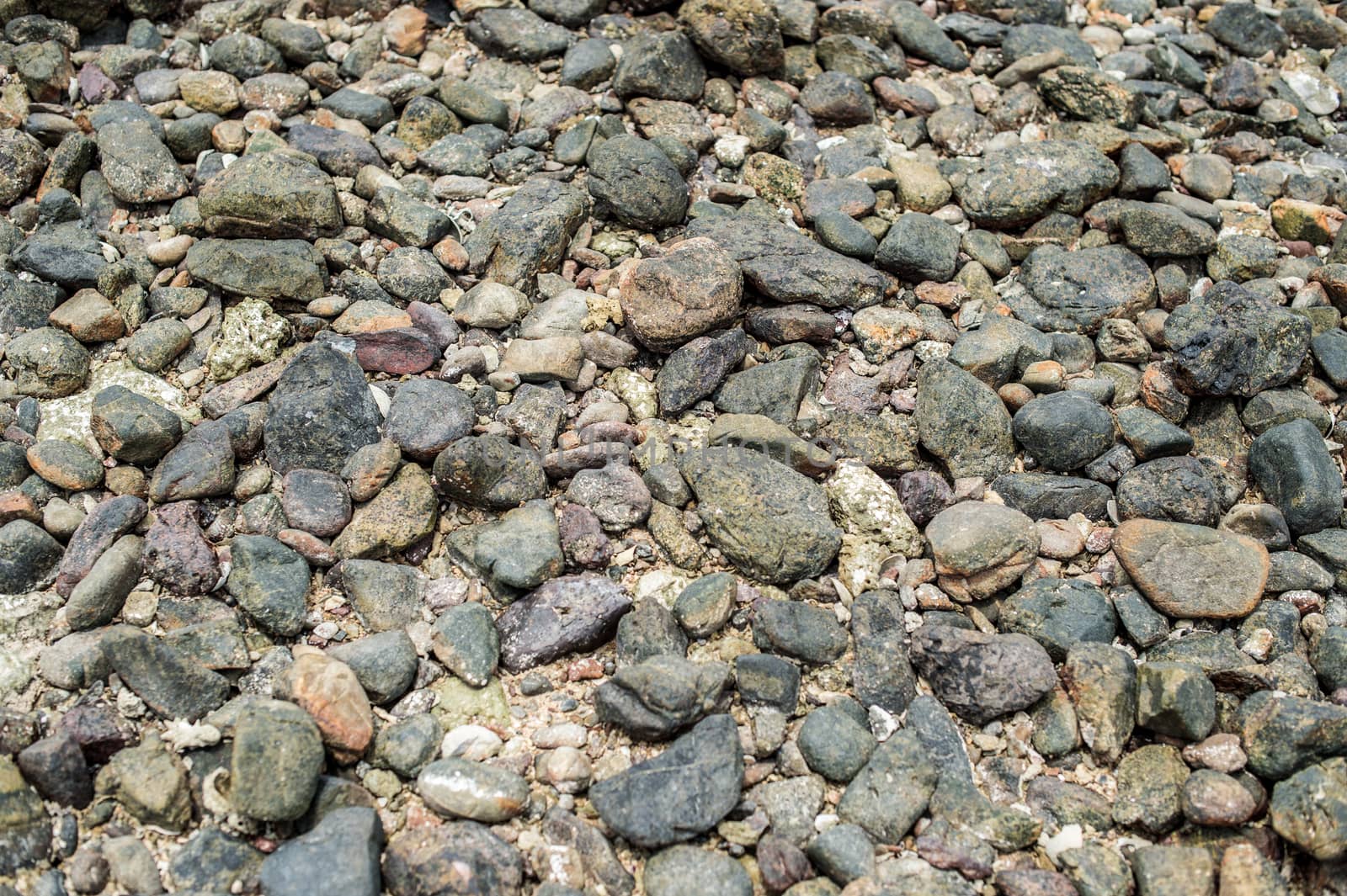 Pattern background of pebble on the beach closeup