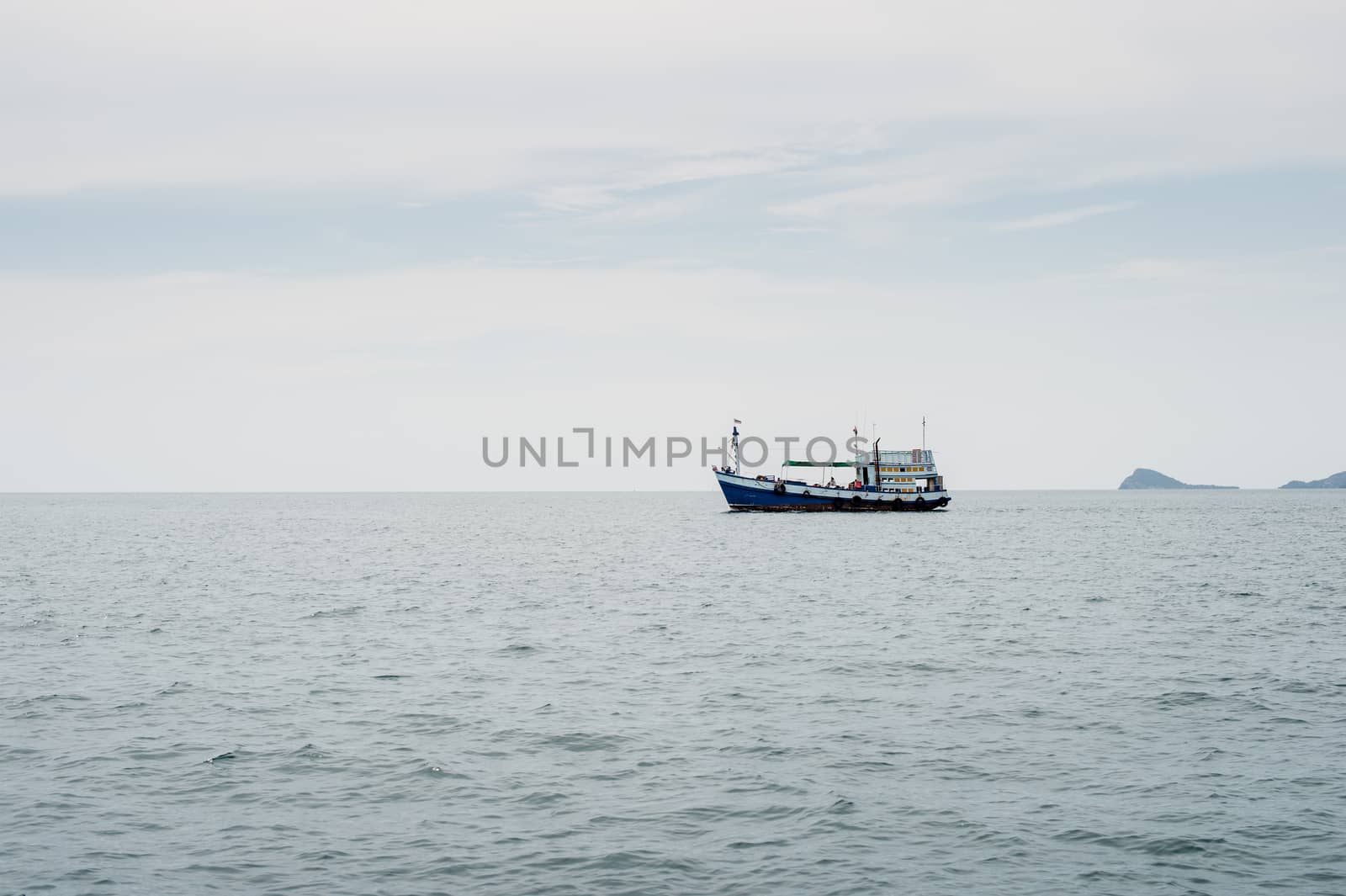 Closeup of boat on the ocean landscape by sayhmog