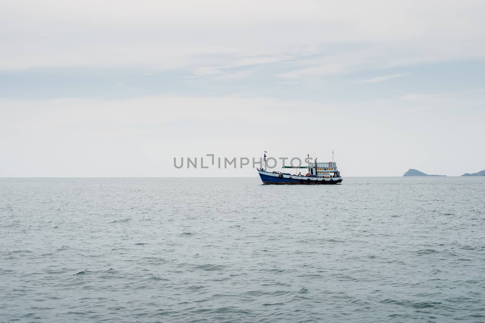 Closeup of boat on the ocean landscape