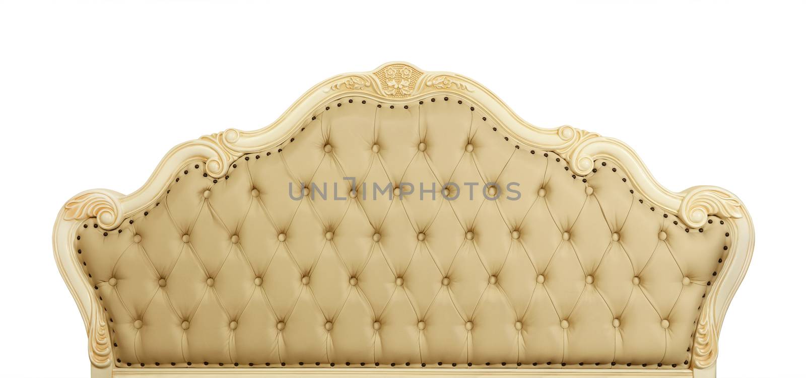 Beige leather bed headboard isolated on white by BreakingTheWalls
