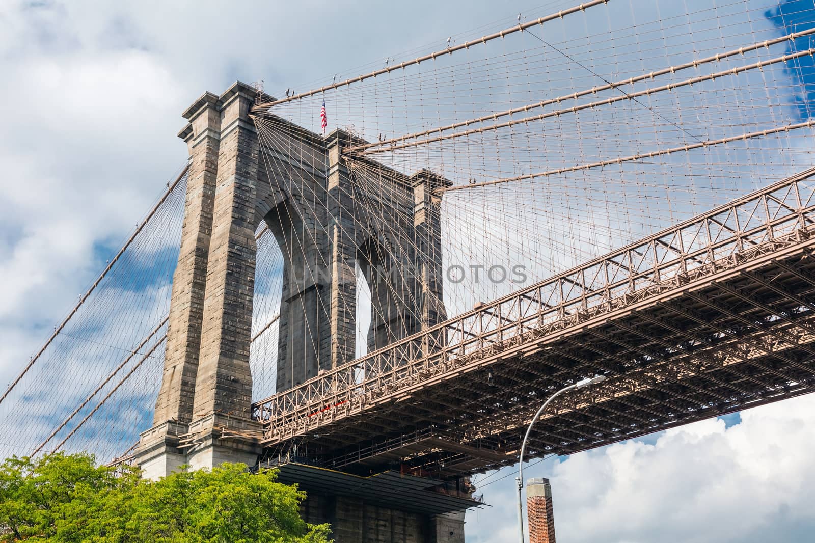 Brooklyn Bridge in New York City in the Brooklyn Park