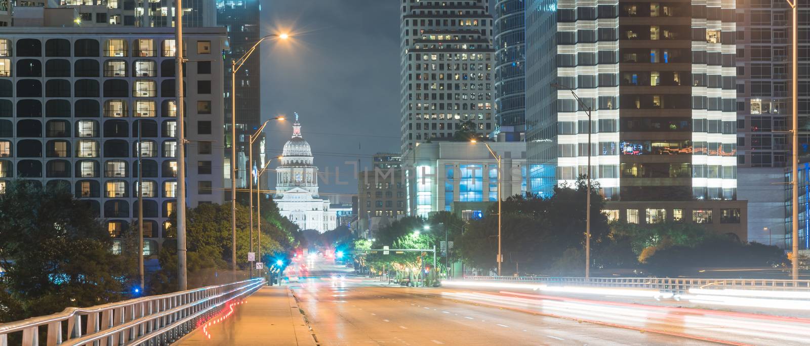 Panoramic Austin modern skylines and state capitol building at n by trongnguyen