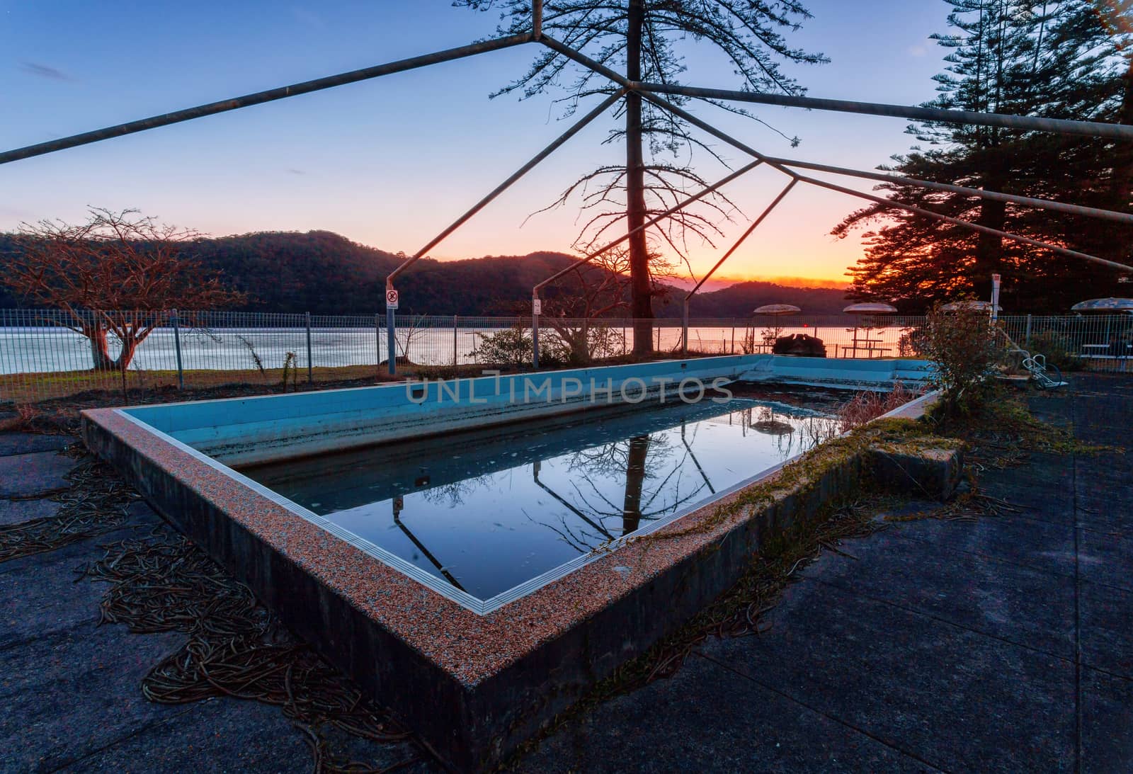 Abandoned Peat Island Asylum outdoor swimming pool by lovleah