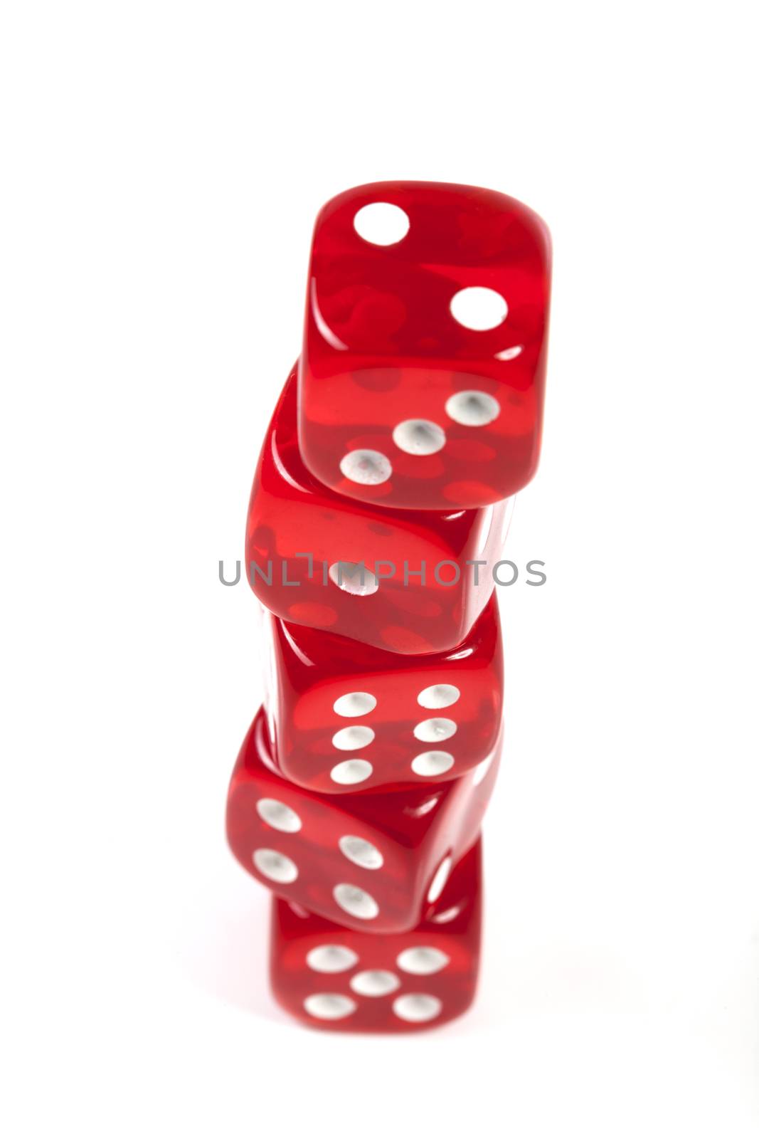Red Casino Dice Tower Isolated On White Background