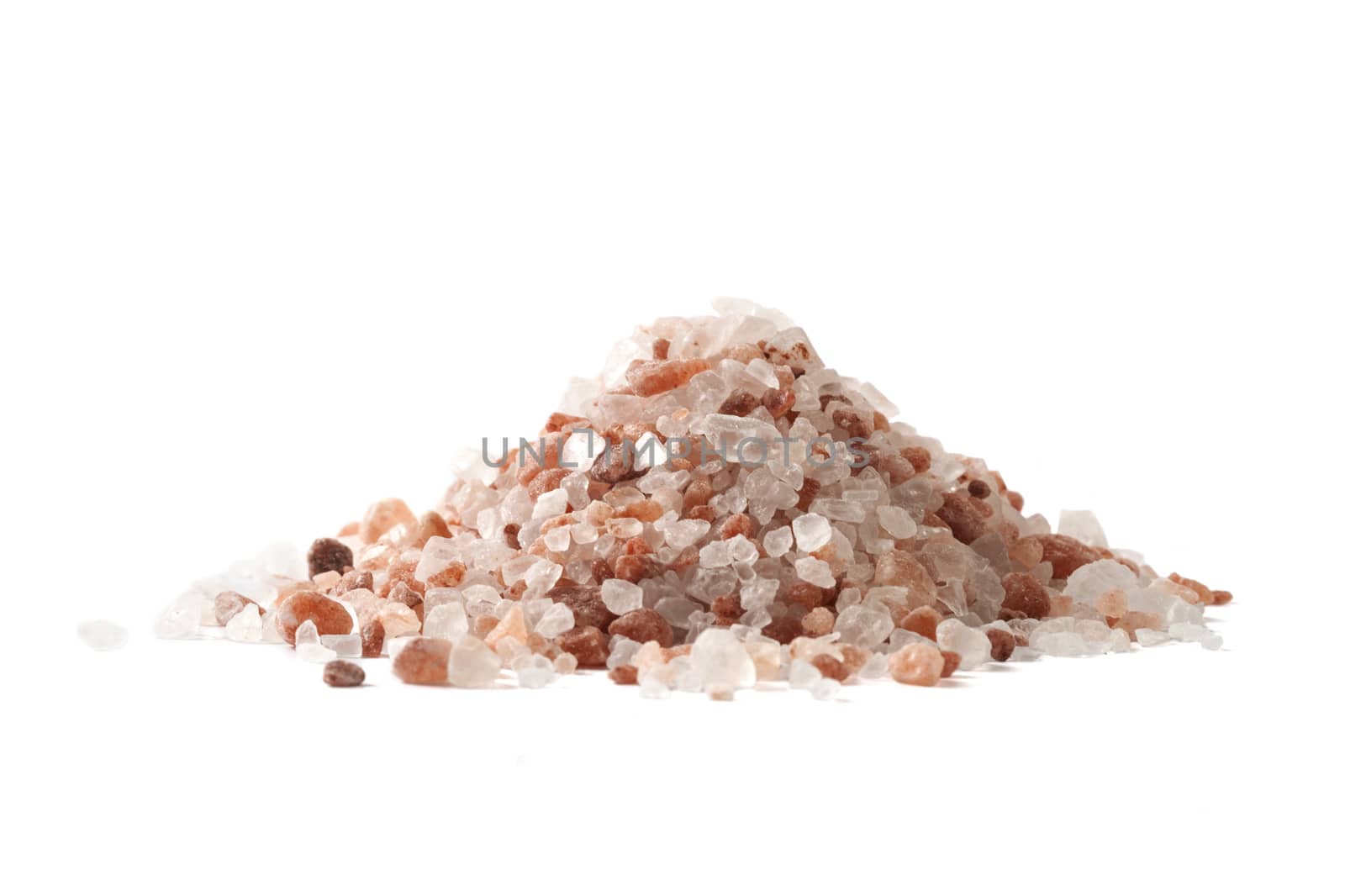 Himalayan Salt Raw Crystals Pile Isolated on White Background