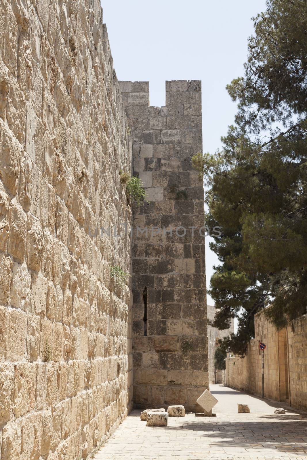 Jerusalem Surruonding Stone Wall and Narrow Streets