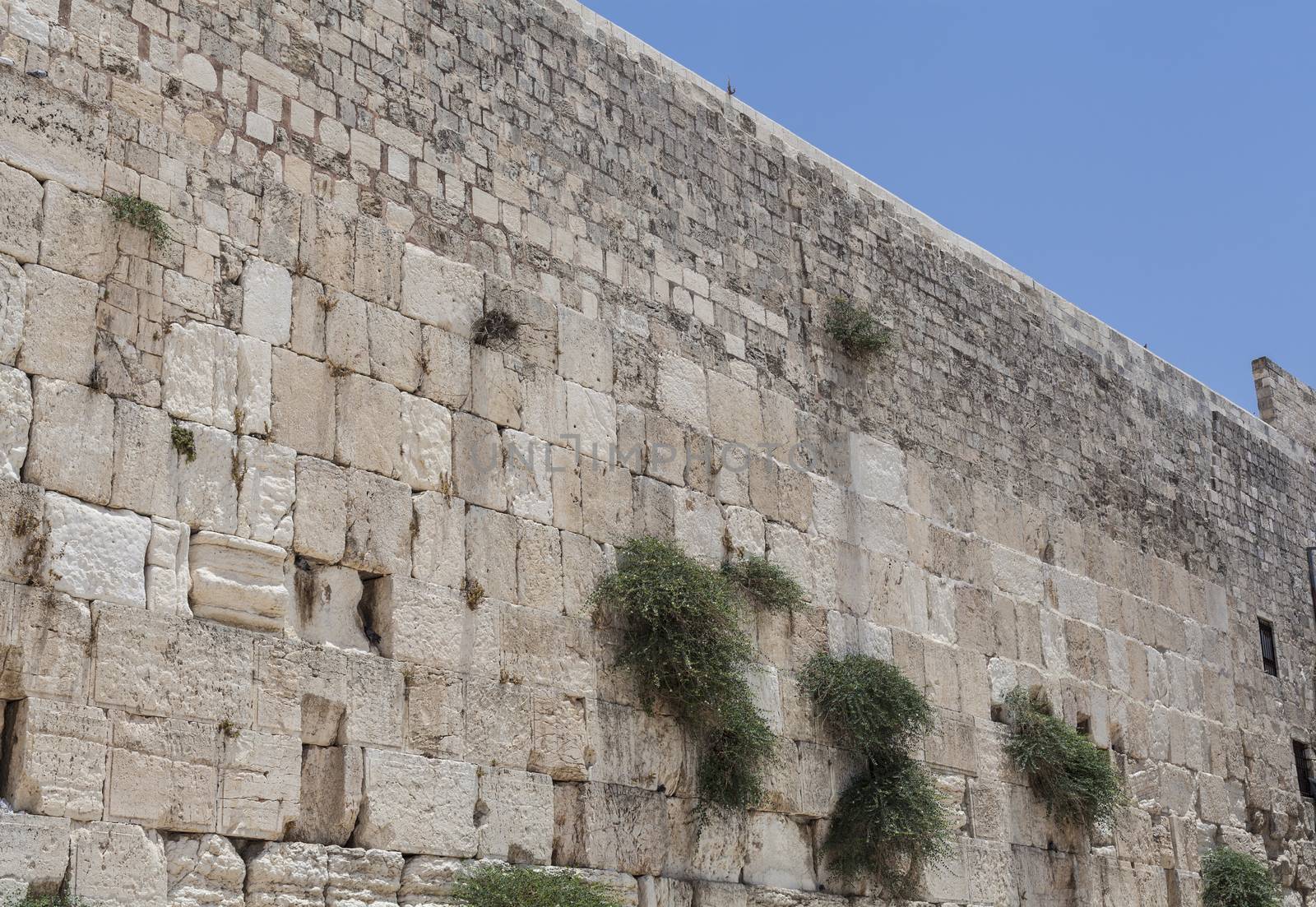 The wailing wall "kotel" with blue sky 