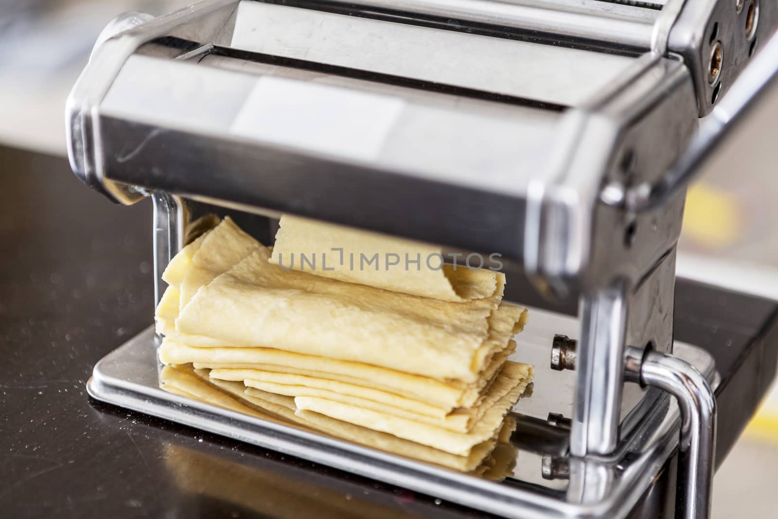 Making homemade pasta with flour and eggs