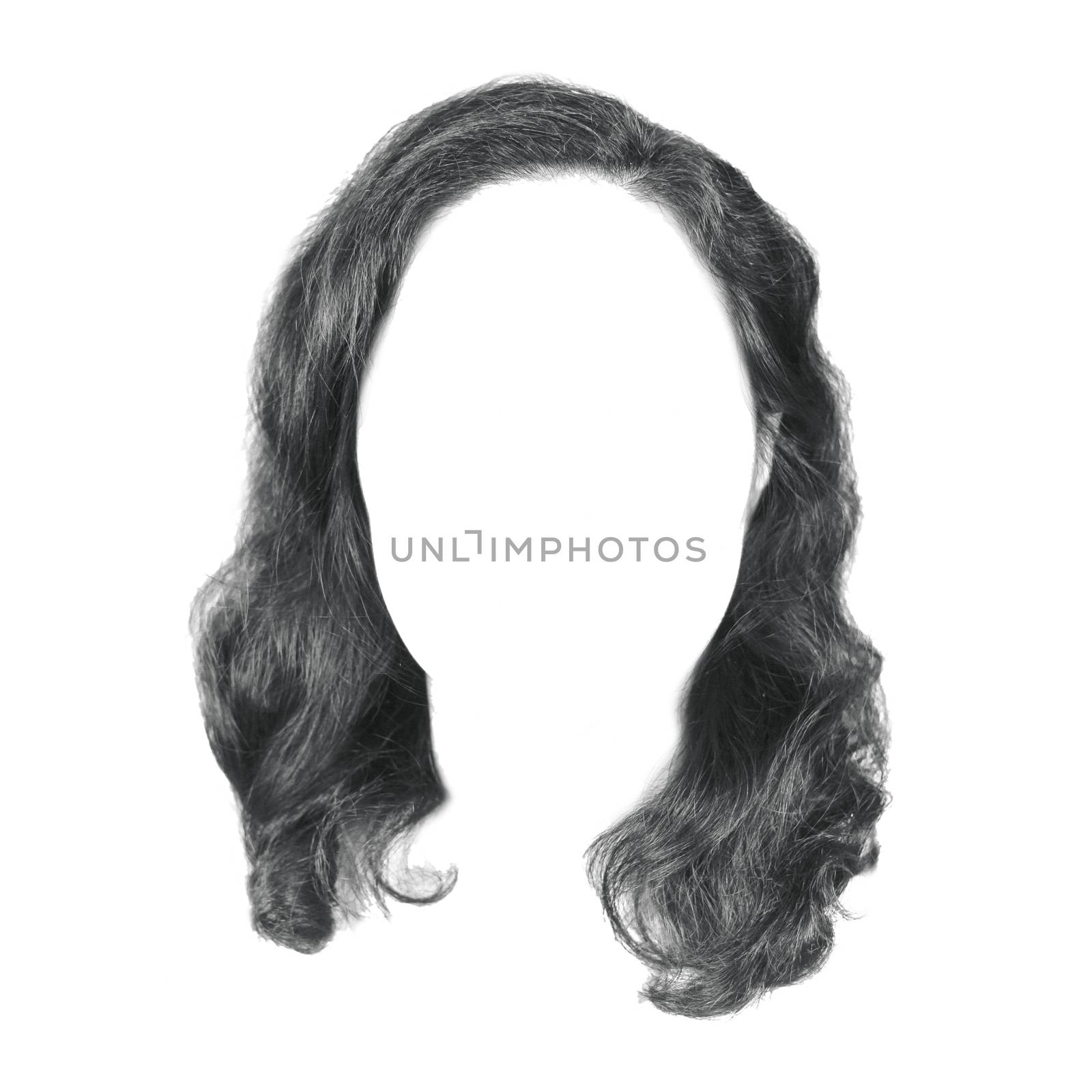black curve hair isolated with clipping path