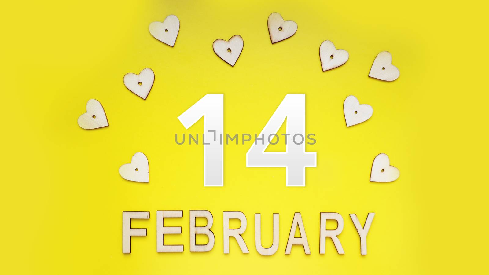 Valentines day background with hearts on yellow background by natali_brill