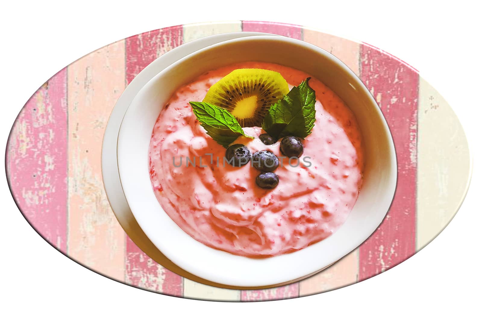 Healthy protein breakfast, quark dip, linseed oil with omega 3, fresh fruits and rustic wholemeal bread with tomatoes on a kitchen board, healthy and concentrated meal with natural food