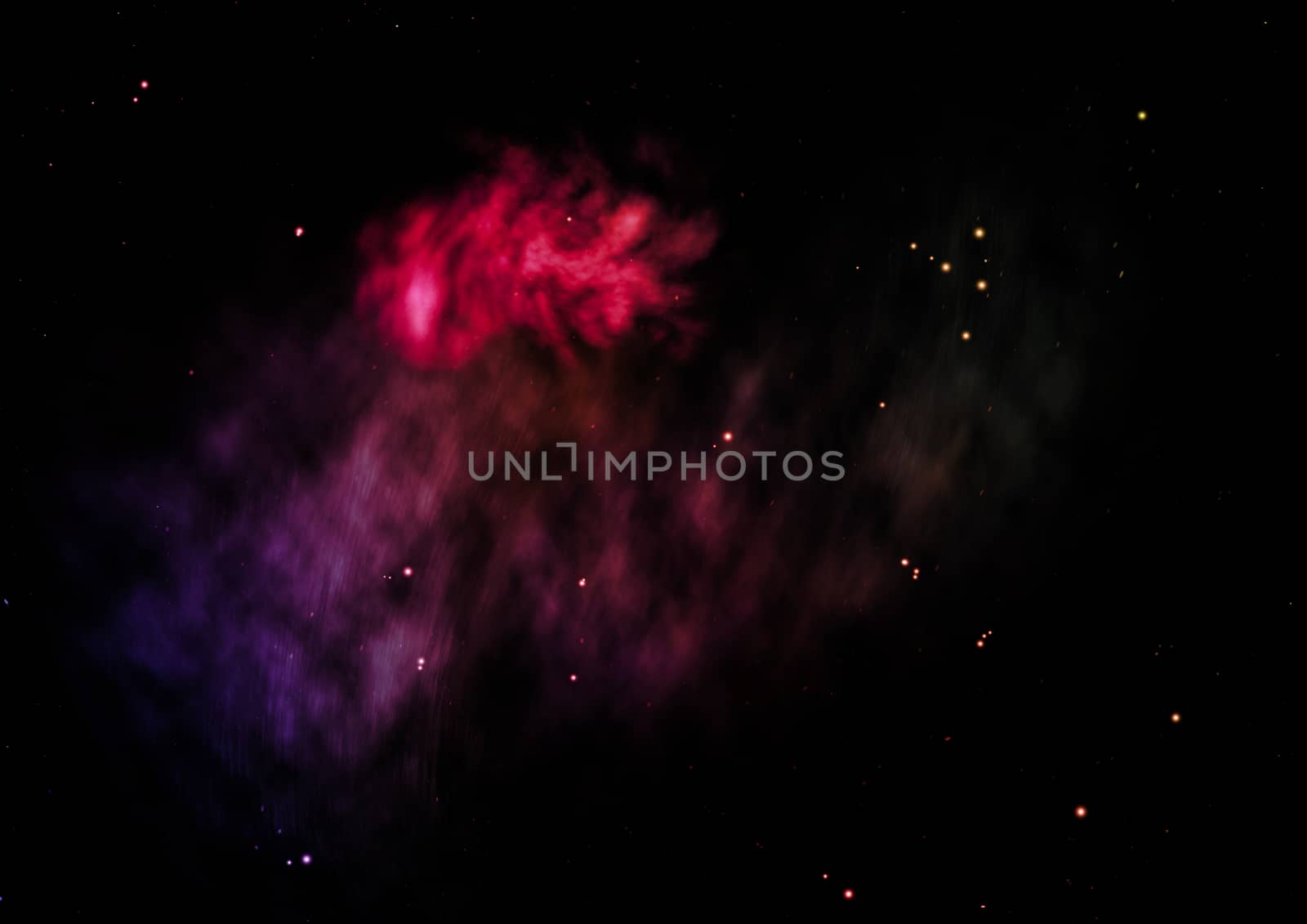 Star field in space and a nebulae. 3D rendering by richter1910
