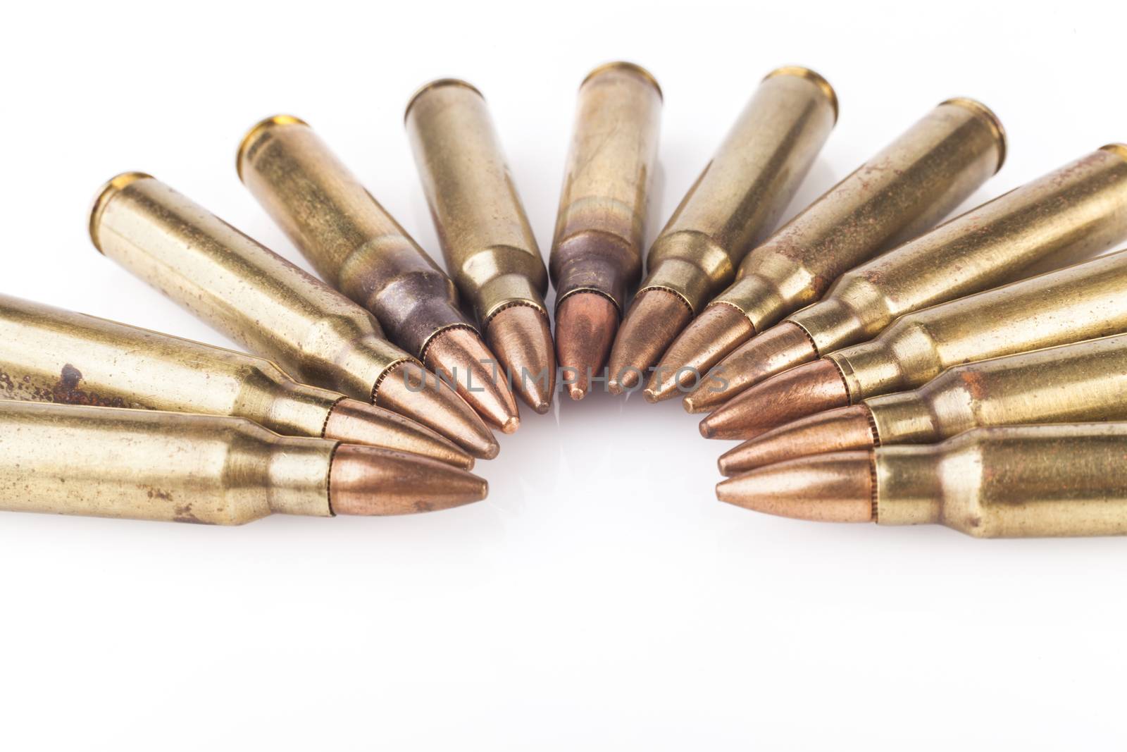 Rifle Bullets Isolated on White Background