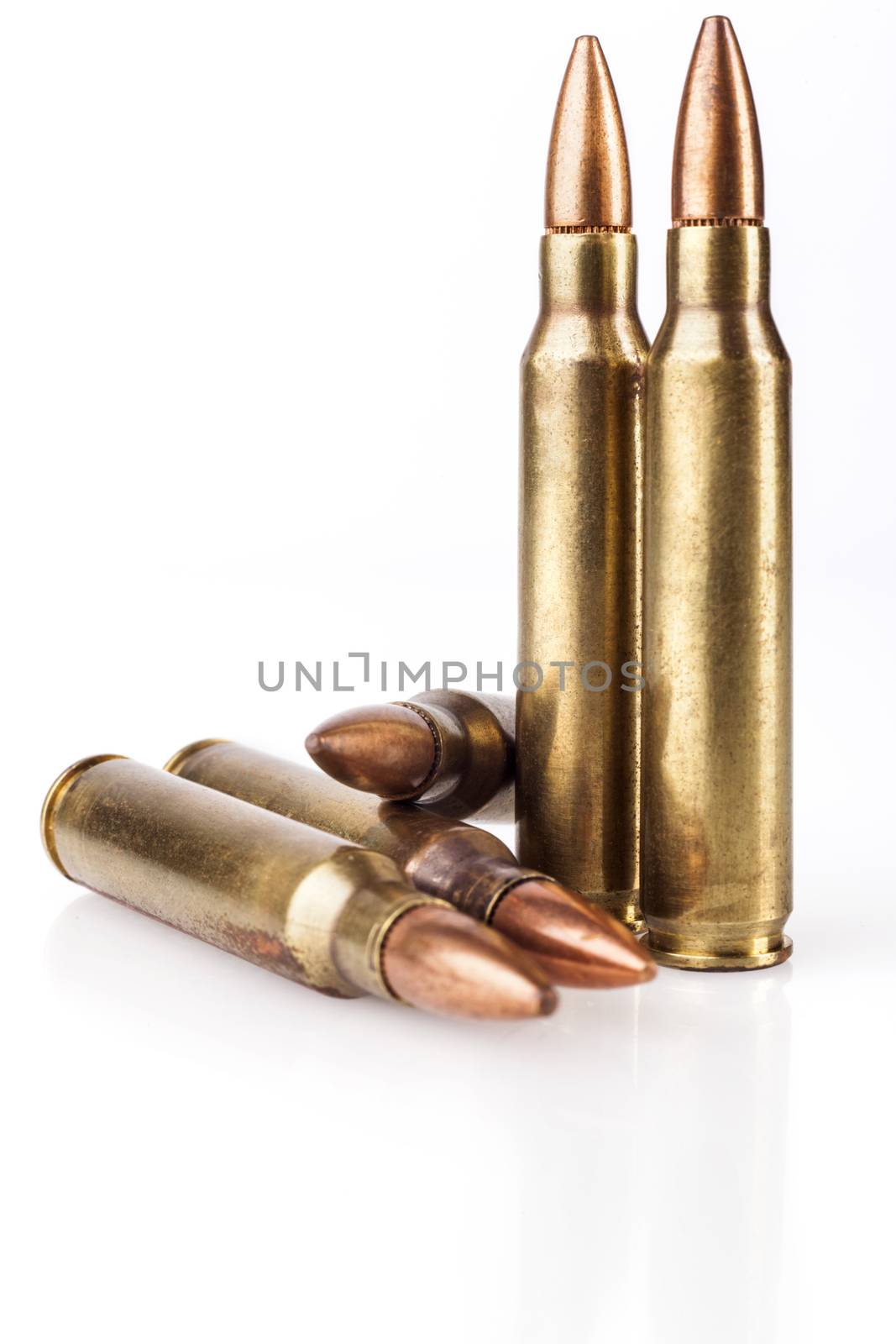 Rifle Bullets Isolated on White Background