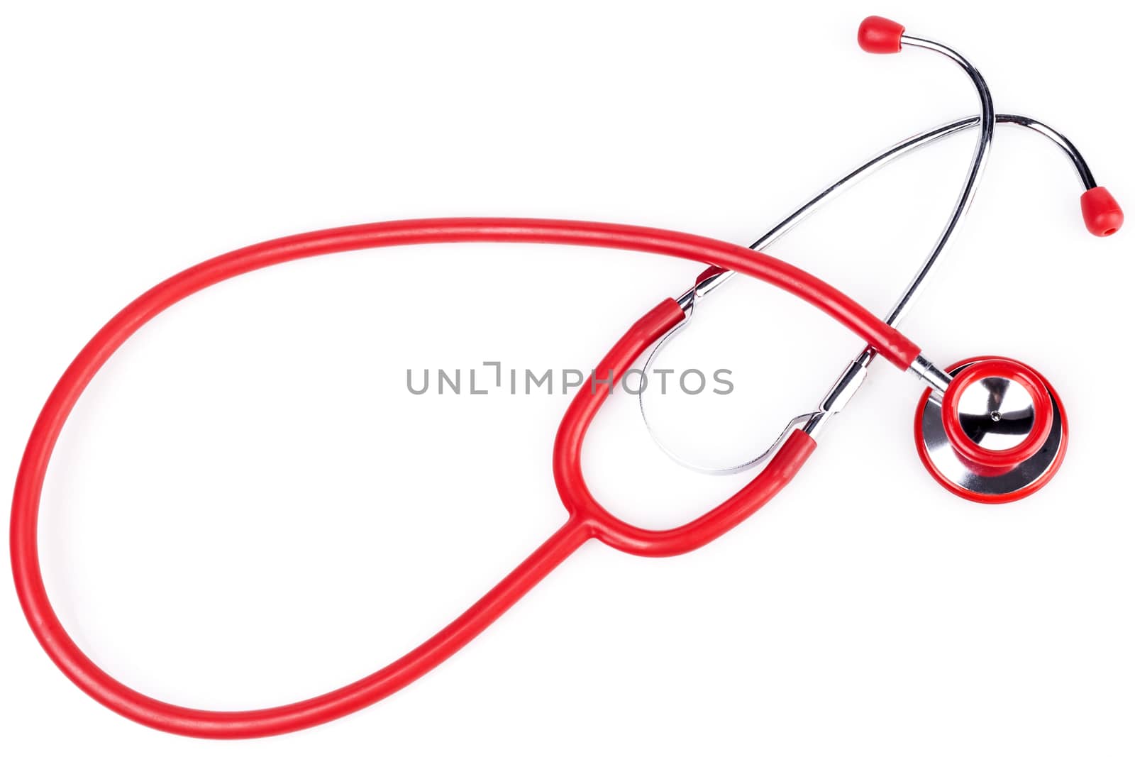 Red Stethoscope Close-up Isolated On White Background