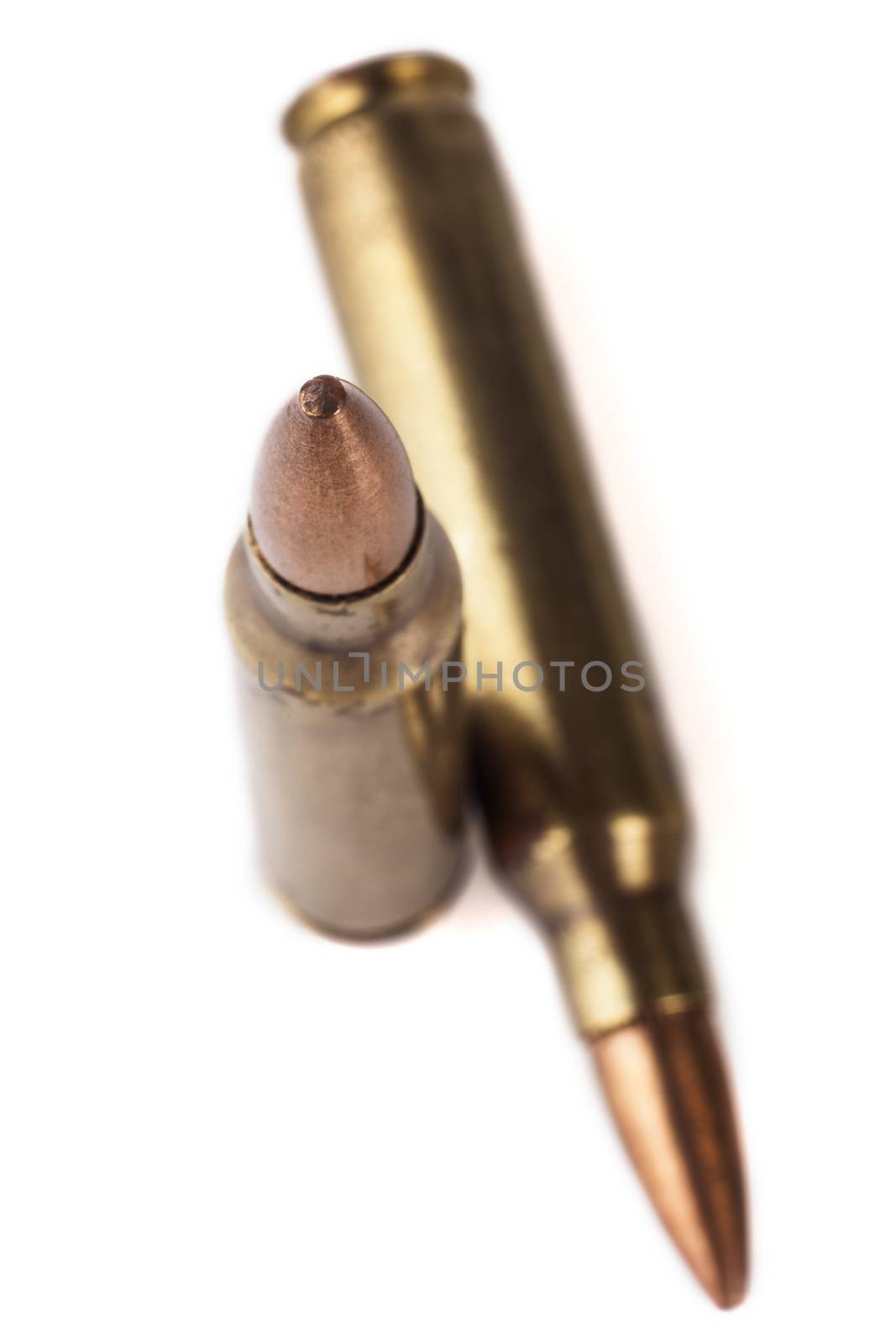 Rifle Bullets Isolated on White Background